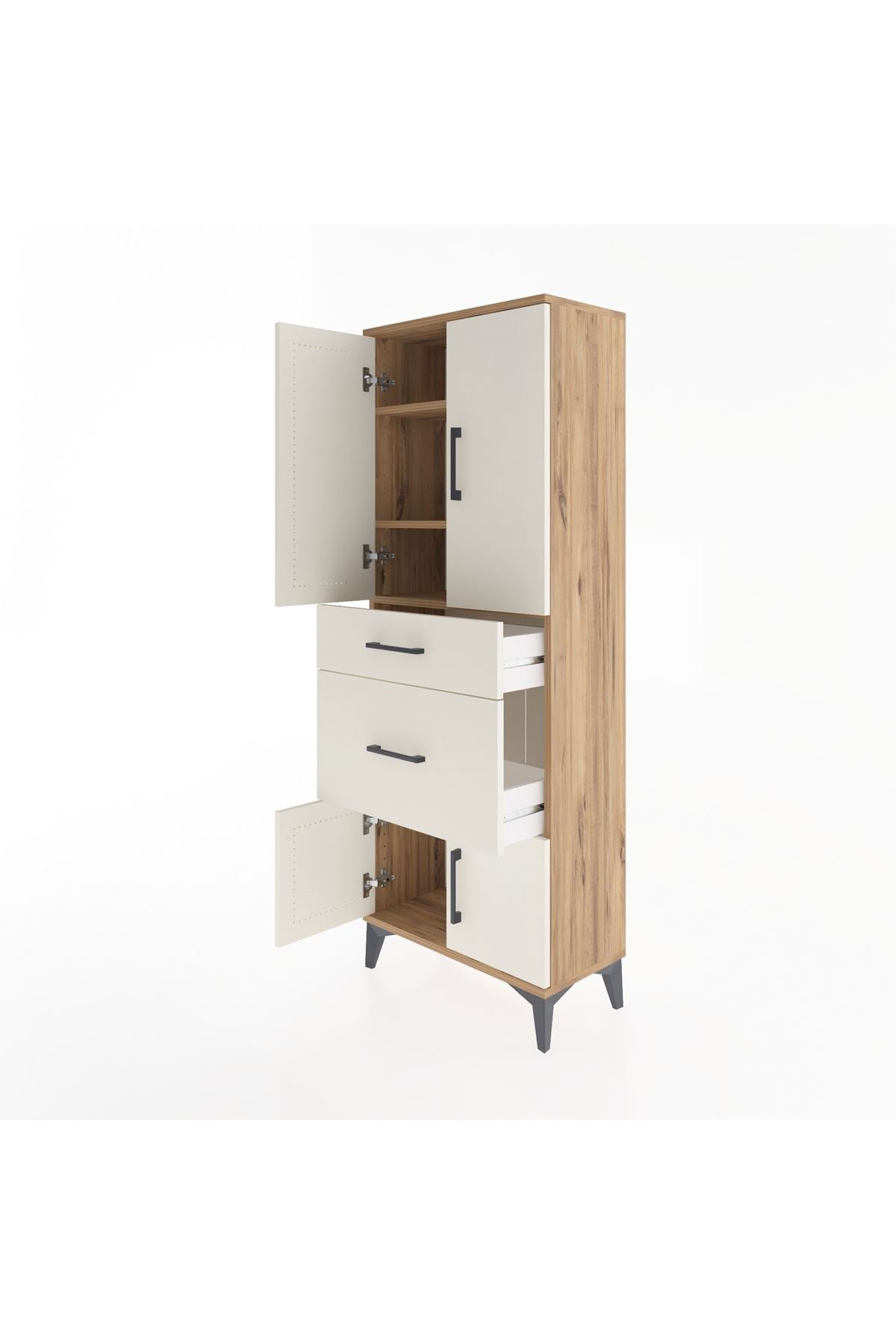 Arges Dolap 3 Raflı 2 Çekmeceli 4 Kapaklı 60x30x163 - S20M033V7A