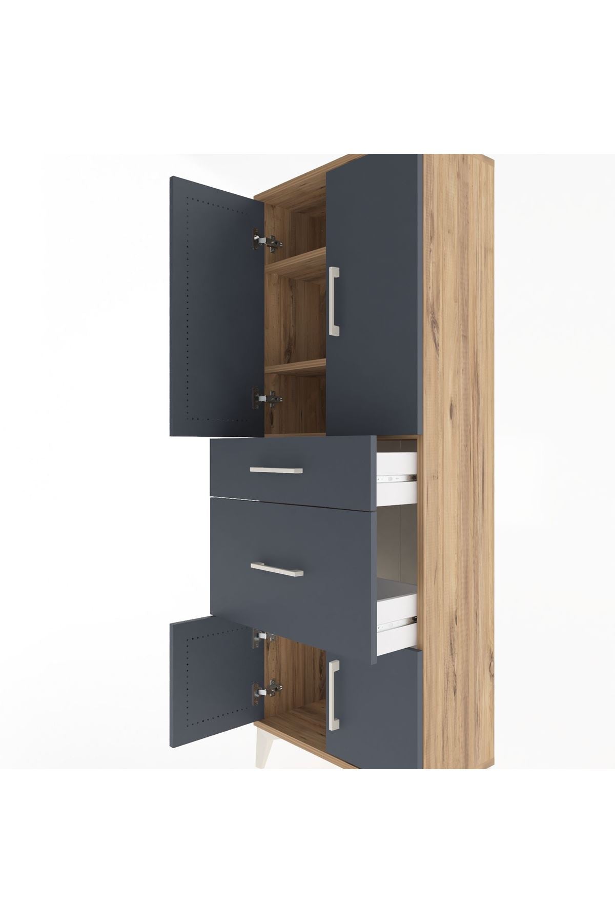 Arges Dolap 3 Raflı 2 Çekmeceli 4 Kapaklı 60x30x163 - S20M033V8A
