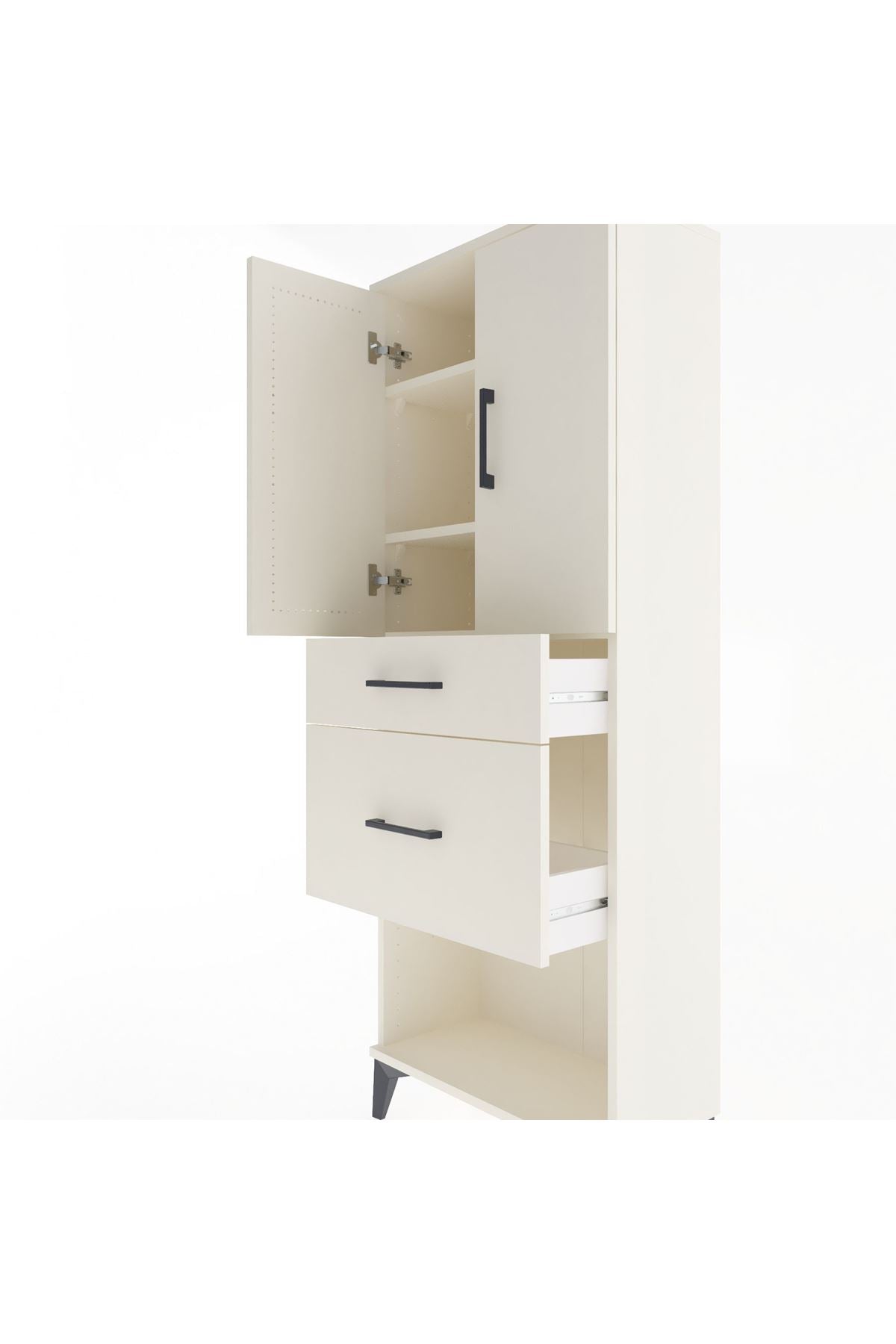 Arges Dolap 3 Raflı 2 Çekmeceli 2 Kapaklı 60x30x163 - S20M035V1A