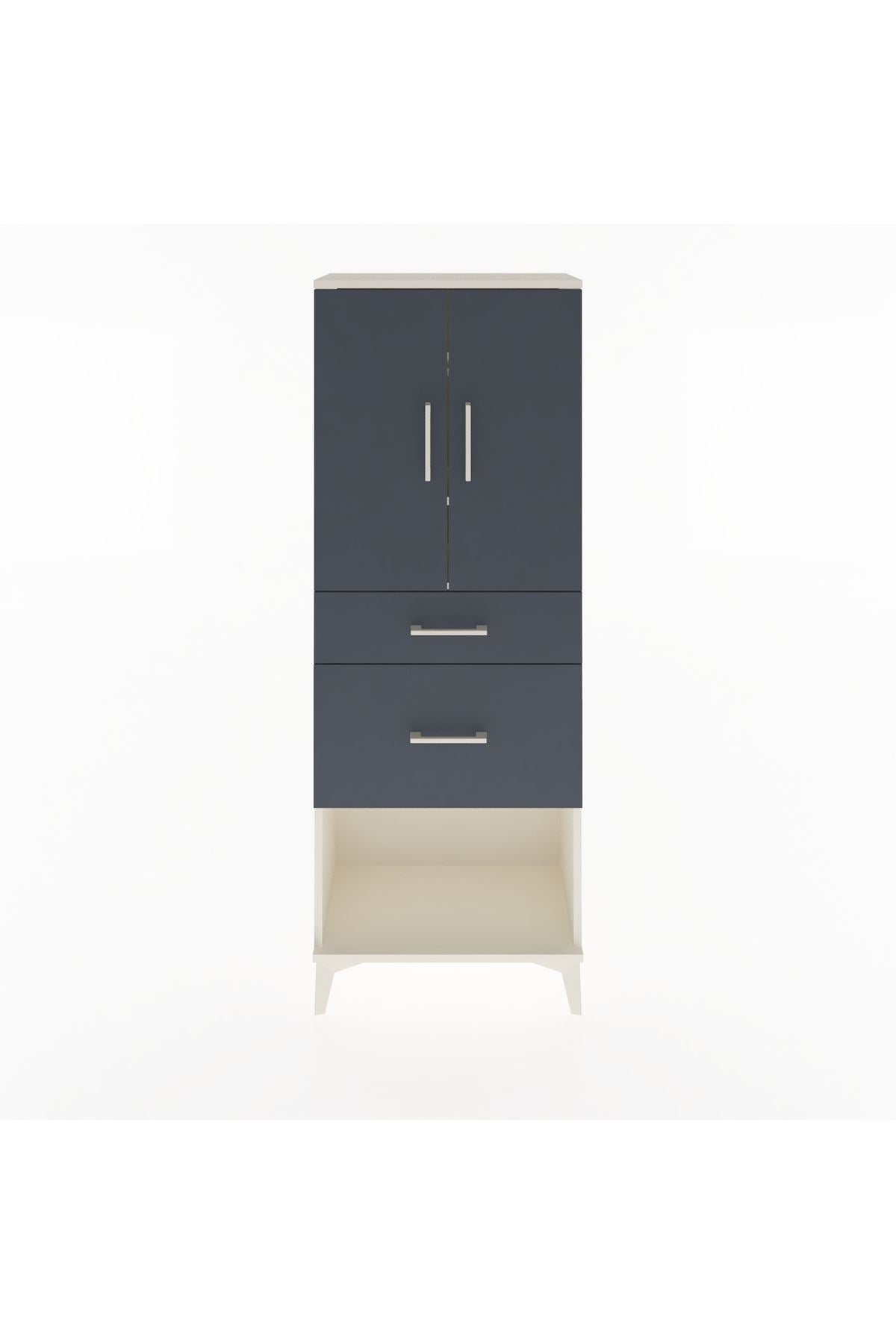 Arges Dolap 3 Raflı 2 Çekmeceli 2 Kapaklı 60x30x163 - S20M035V2A