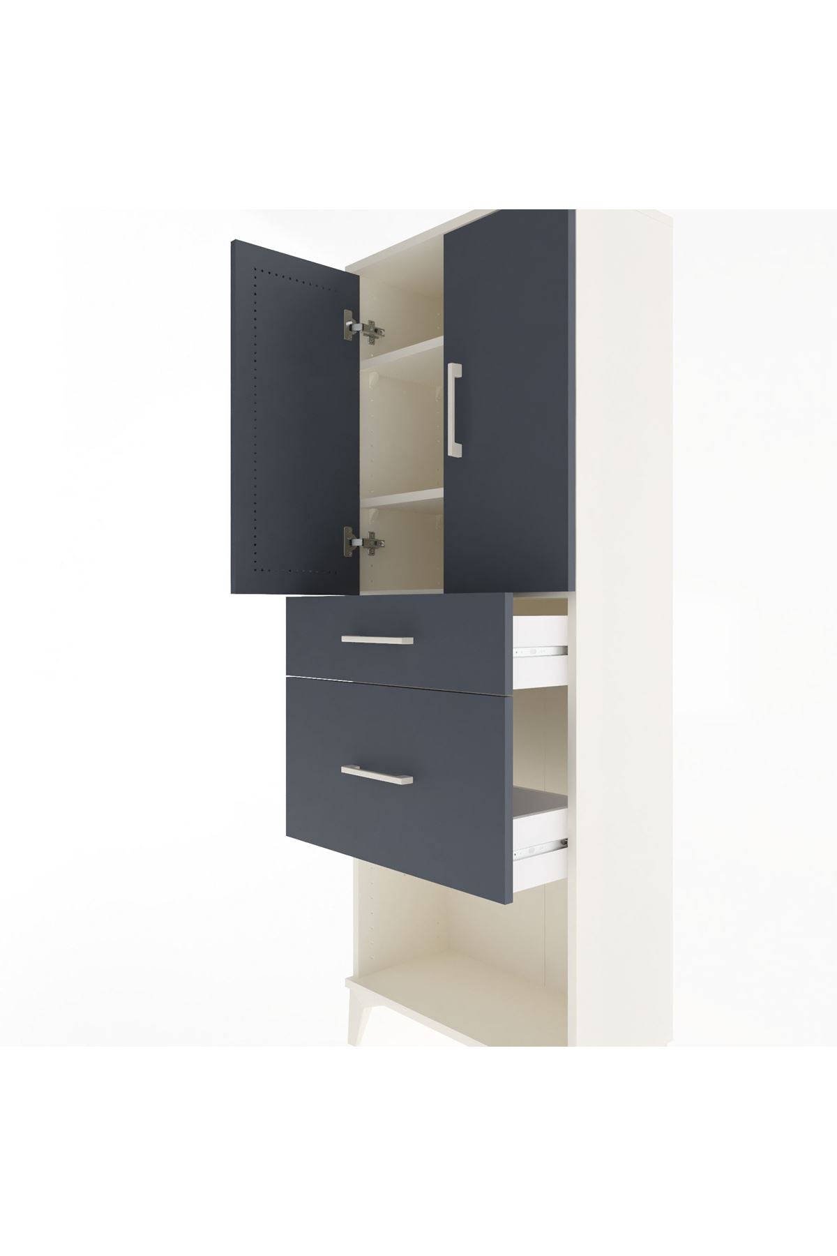Arges Dolap 3 Raflı 2 Çekmeceli 2 Kapaklı 60x30x163 - S20M035V2A