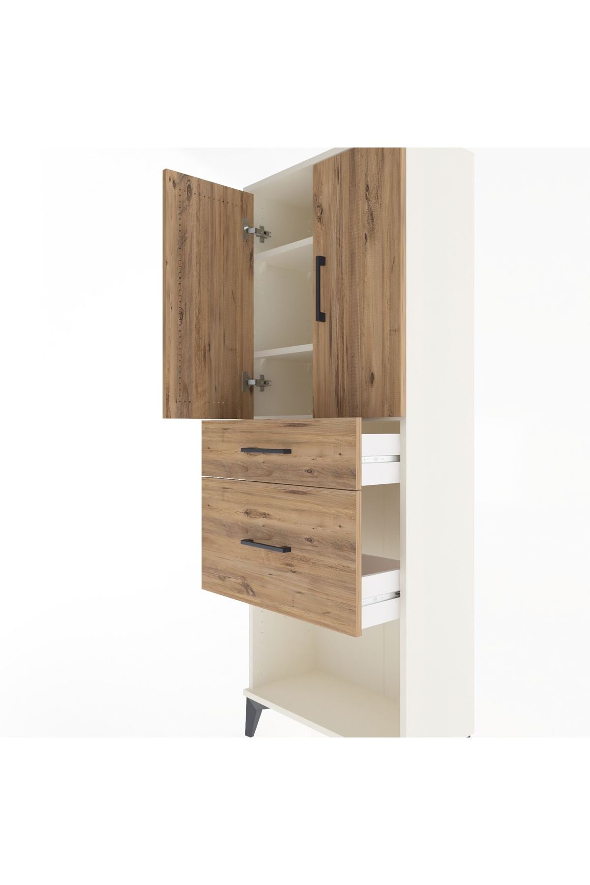 Arges Dolap 3 Raflı 2 Çekmeceli 2 Kapaklı 60x30x163 - S20M035V3A