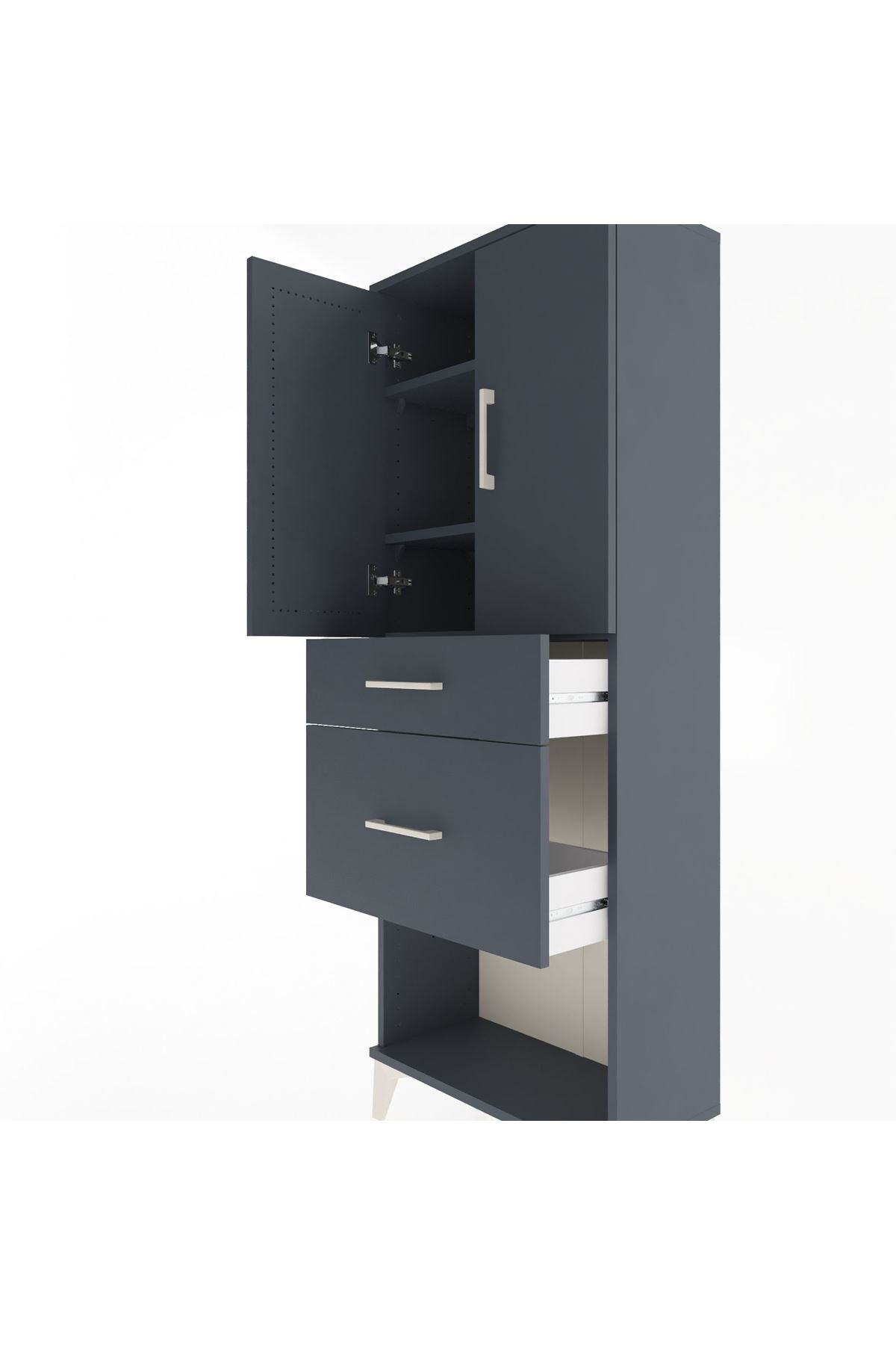 Arges Dolap 3 Raflı 2 Çekmeceli 2 Kapaklı 60x30x163 - S20M035V5A