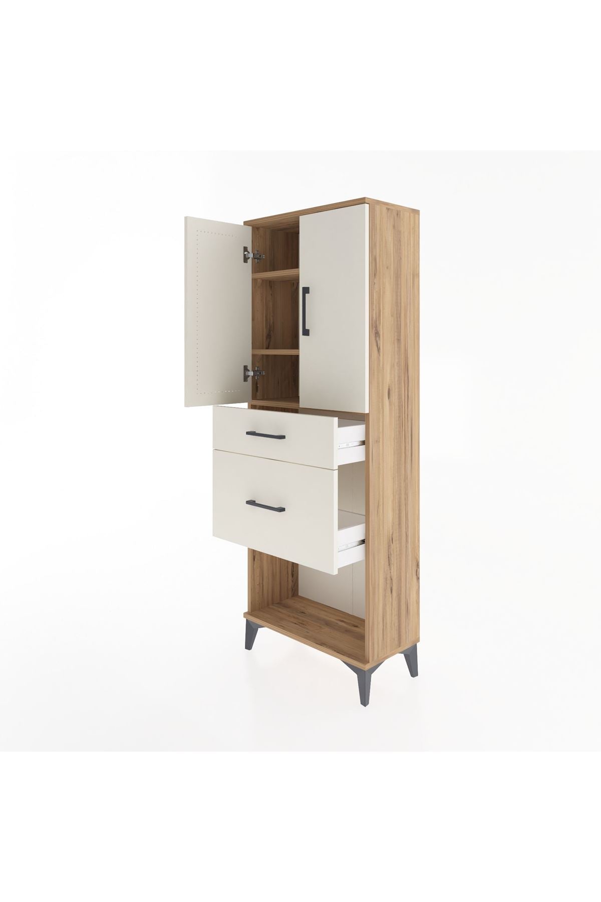 Arges Dolap 3 Raflı 2 Çekmeceli 2 Kapaklı 60x30x163 - S20M035V7A