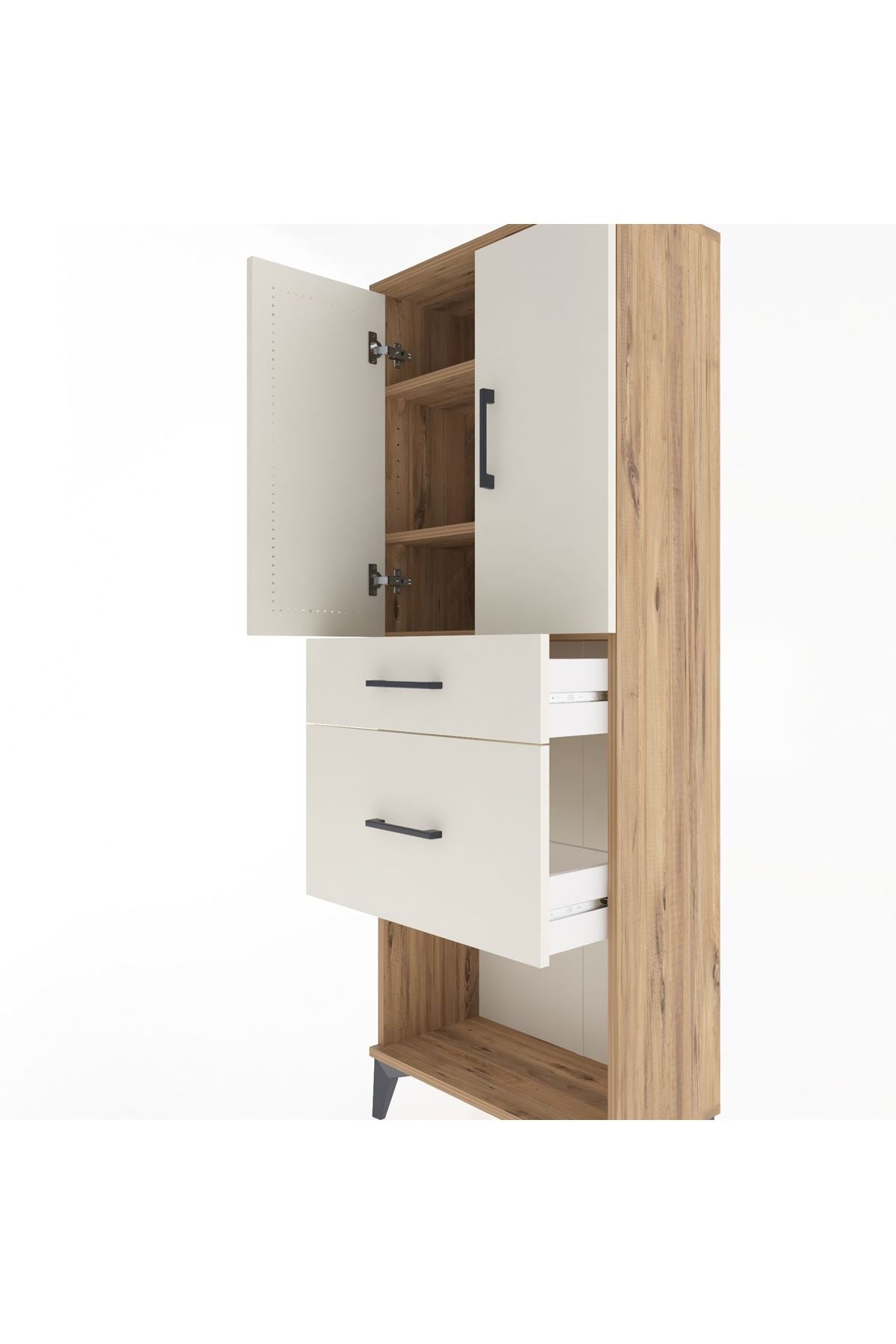 Arges Dolap 3 Raflı 2 Çekmeceli 2 Kapaklı 60x30x163 - S20M035V7A