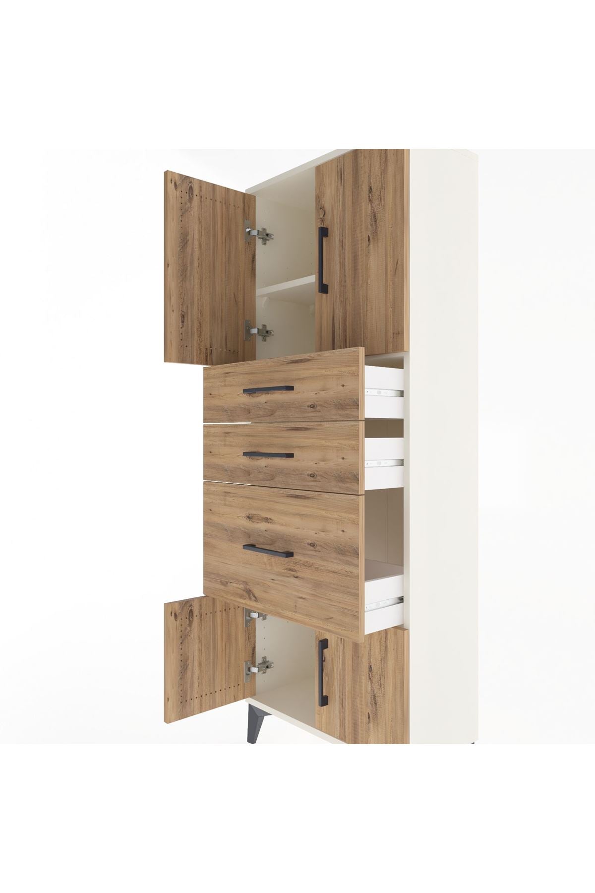 Arges Dolap 2 Raflı 3 Çekmeceli 4 Kapaklı 60x30x163 - S20M037V3A