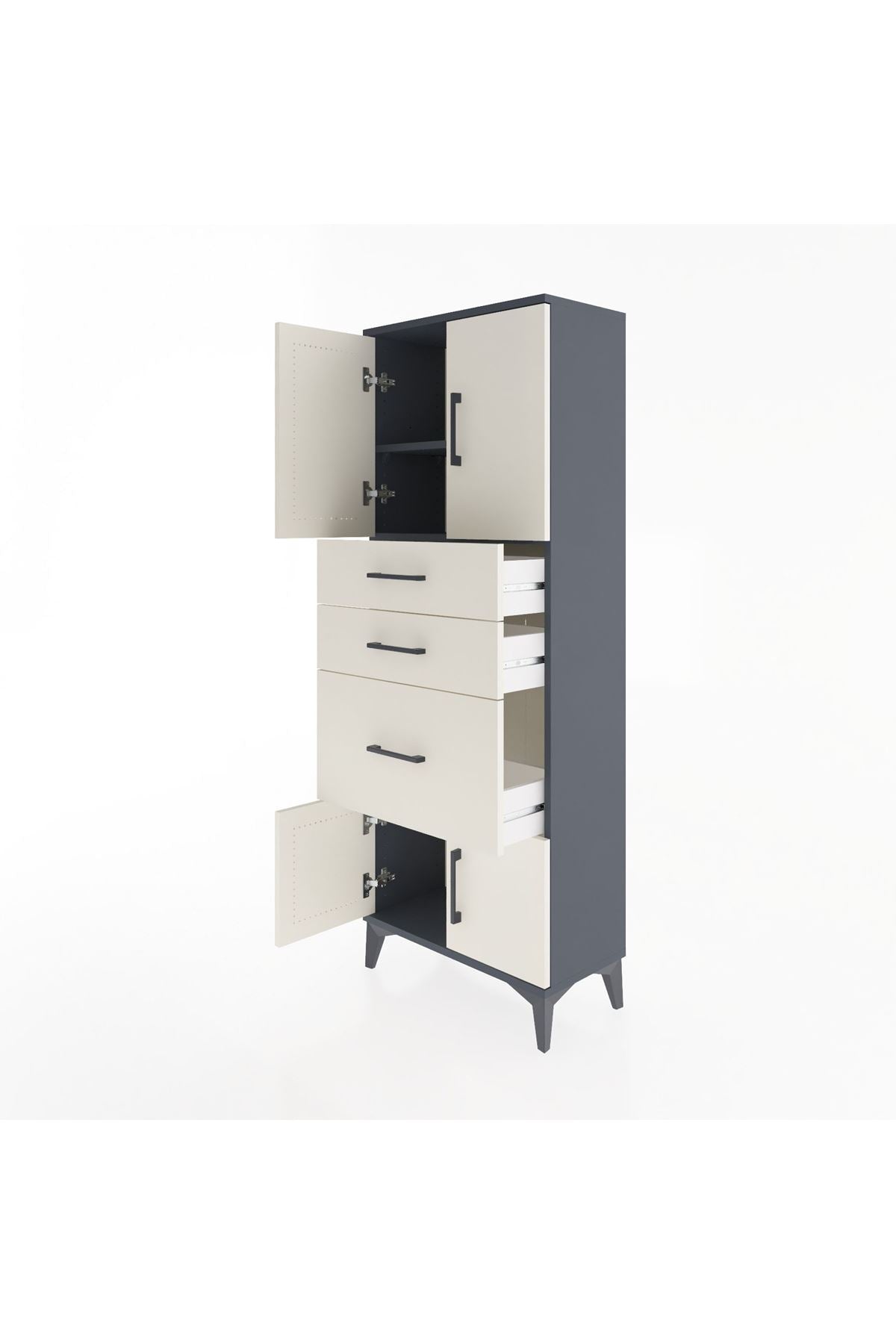 Arges Dolap 2 Raflı 3 Çekmeceli 4 Kapaklı 60x30x163 - S20M037V4A