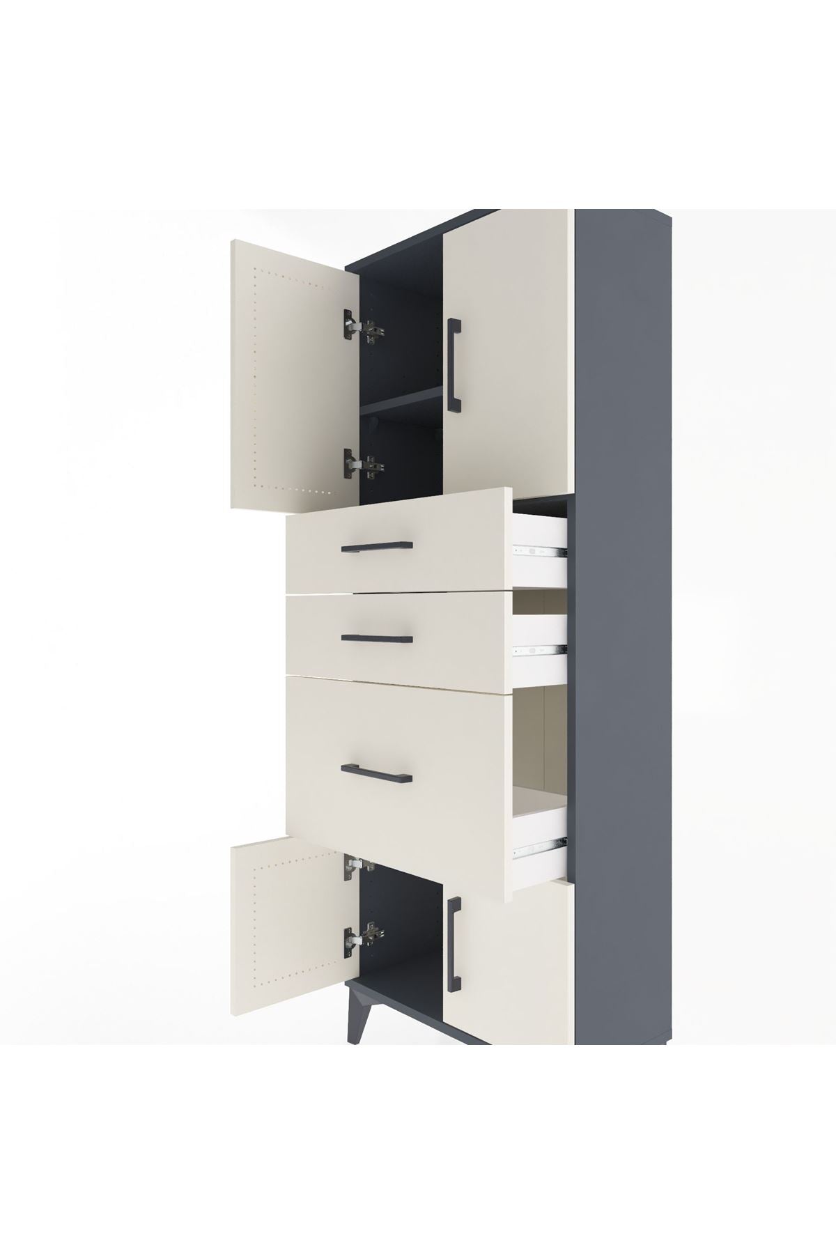 Arges Dolap 2 Raflı 3 Çekmeceli 4 Kapaklı 60x30x163 - S20M037V4A