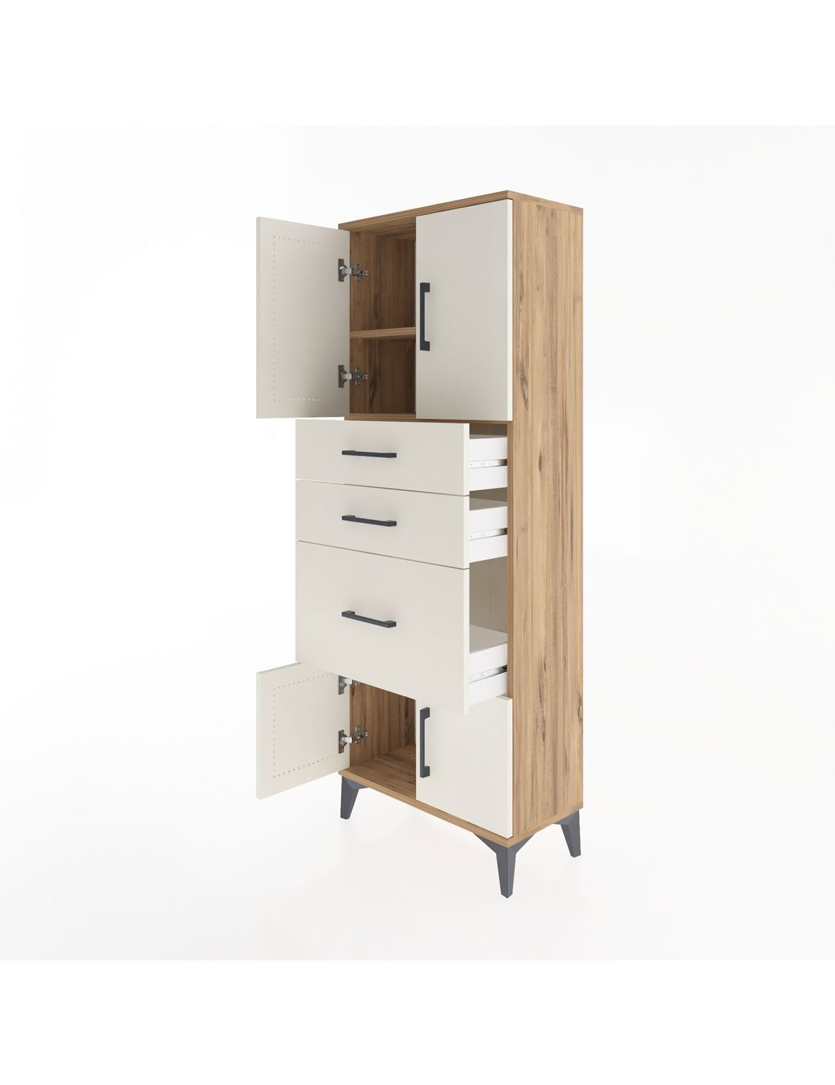Arges Dolap 2 Raflı 3 Çekmeceli 4 Kapaklı 60x30x163 - S20M037V7A