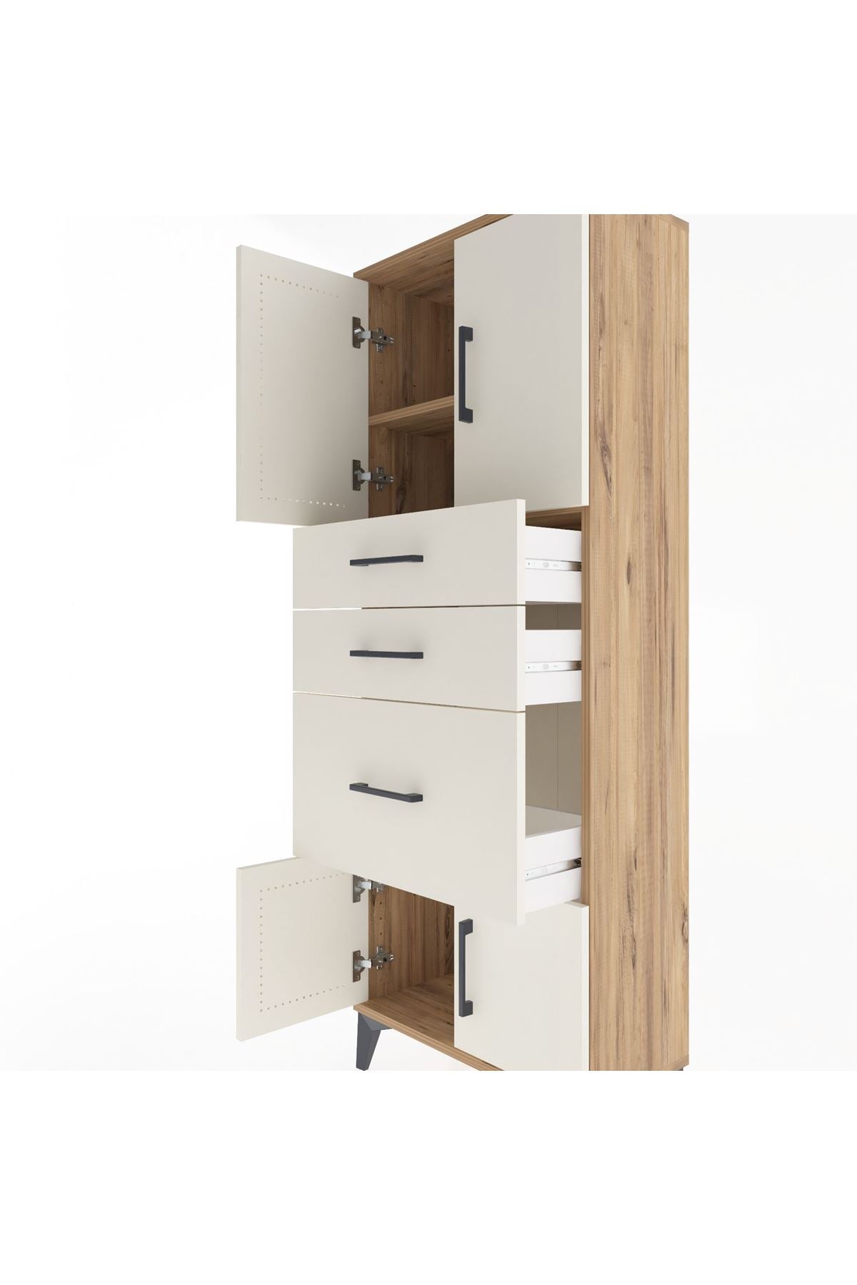 Arges Dolap 2 Raflı 3 Çekmeceli 4 Kapaklı 60x30x163 - S20M037V7A