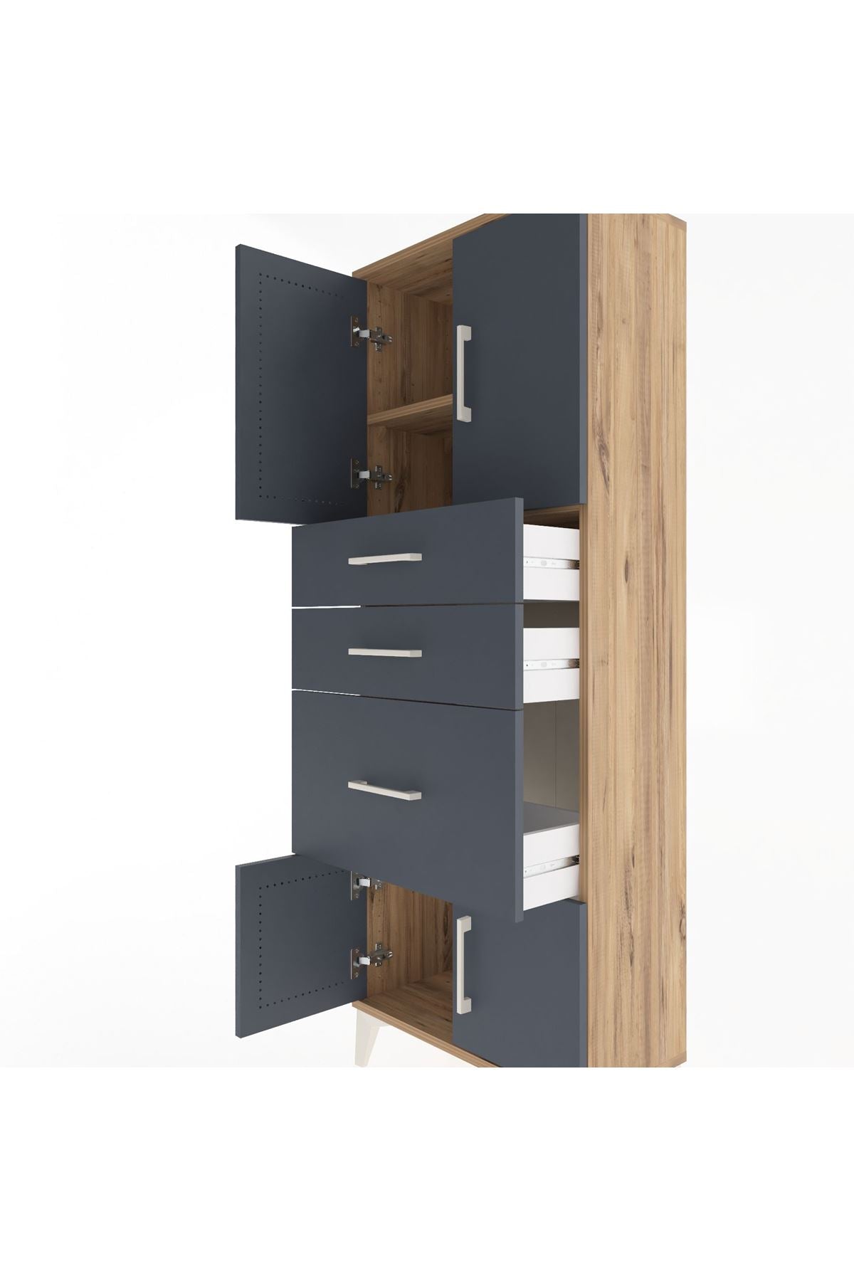 Arges Dolap 2 Raflı 3 Çekmeceli 4 Kapaklı 60x30x163 - S20M037V8A