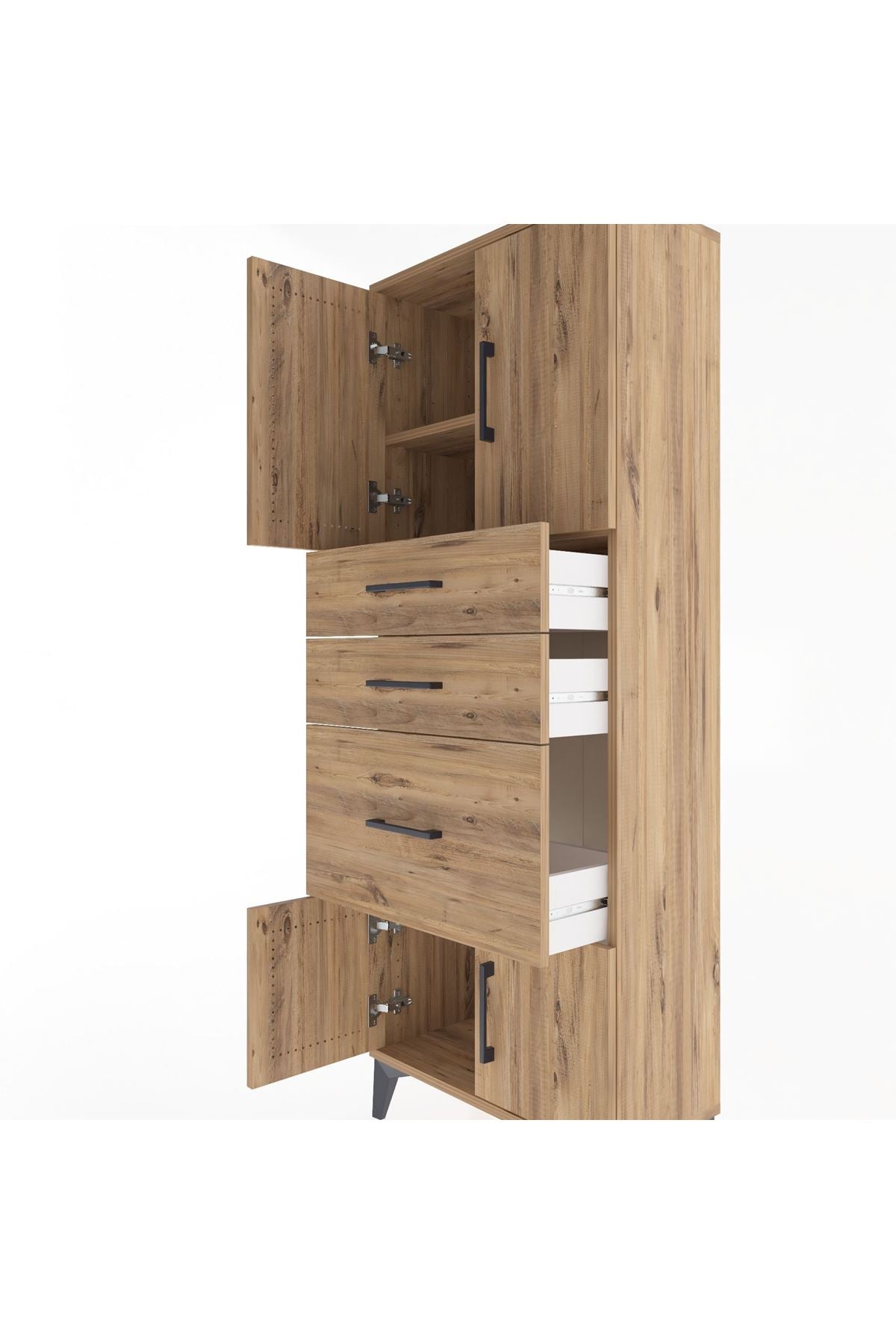 Arges Dolap 2 Raflı 3 Çekmeceli 4 Kapaklı 60x30x163 - S20M037V9A