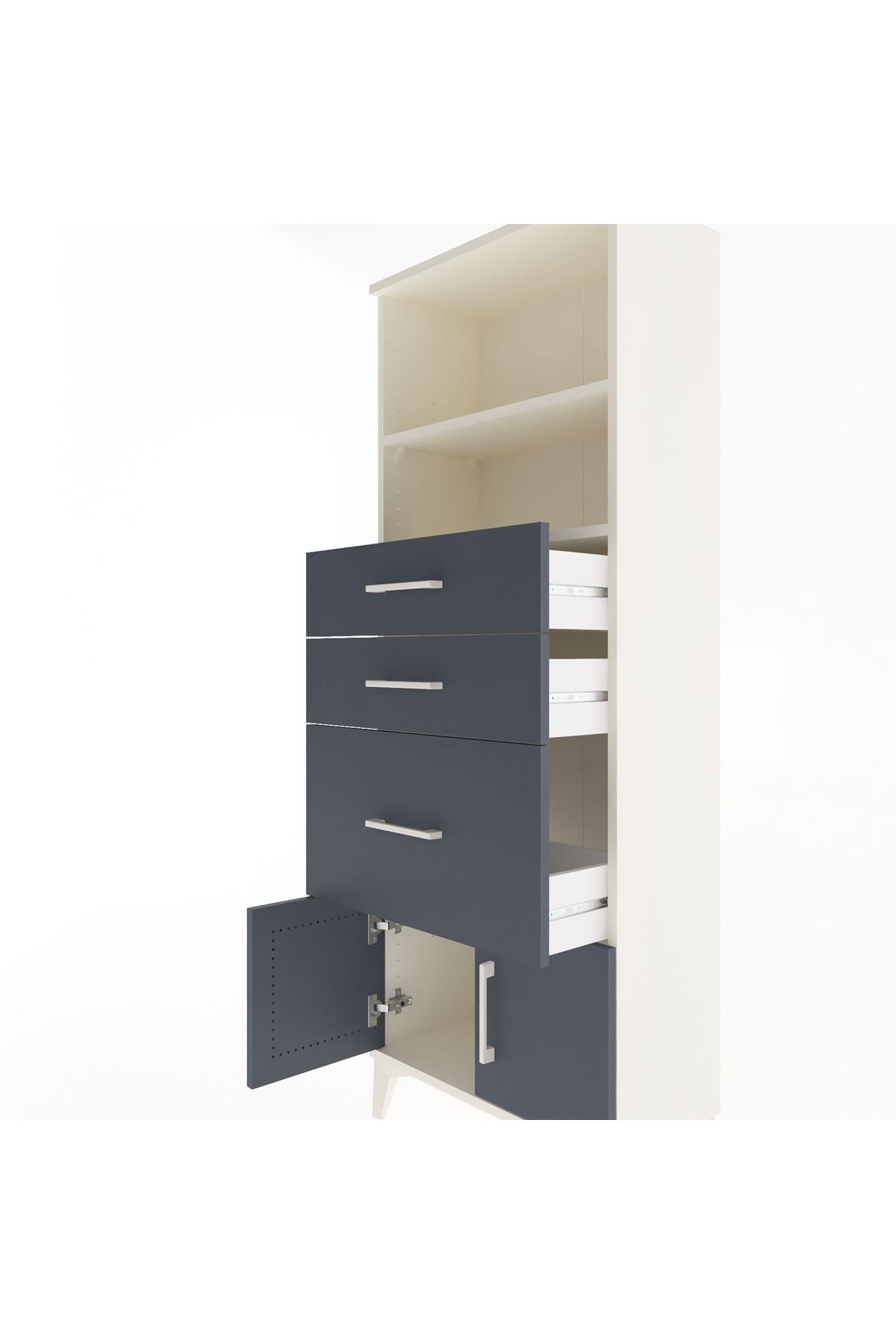 Arges Dolap 2 Raflı 3 Çekmeceli 2 Kapaklı 60x30x163 - S20M038V2A