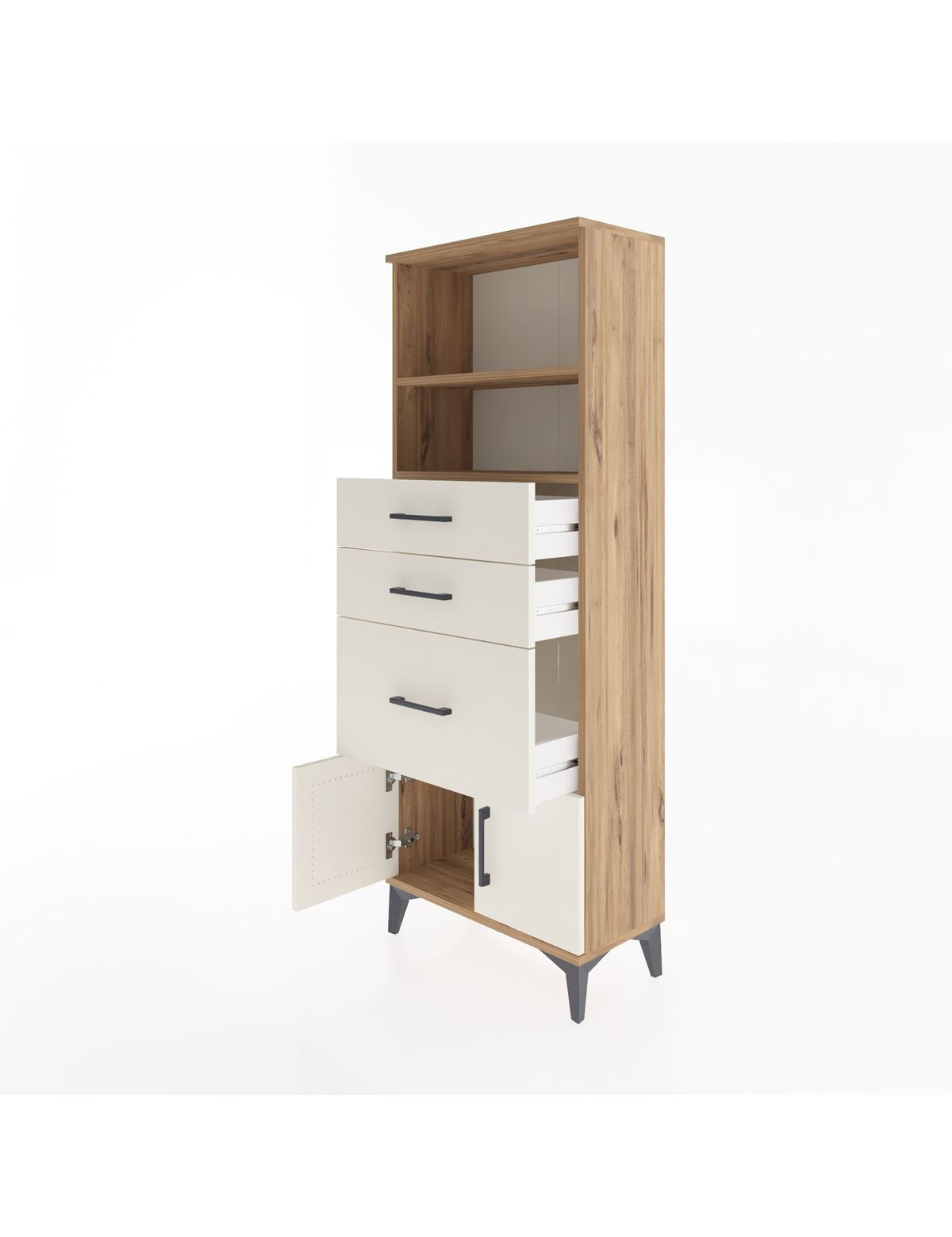 Arges Dolap 2 Raflı 3 Çekmeceli 2 Kapaklı 60x30x163 - S20M038V7A