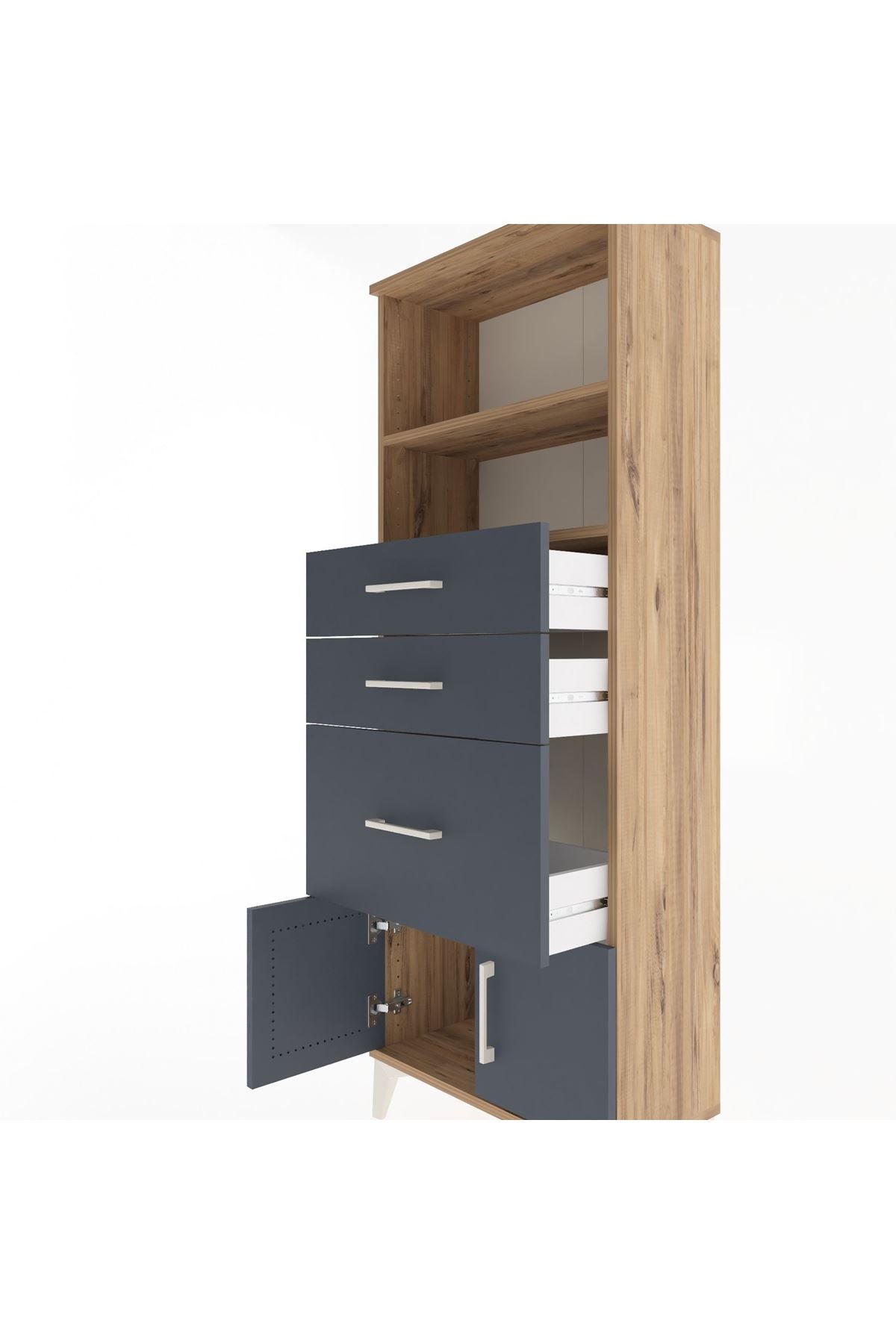 Arges Dolap 2 Raflı 3 Çekmeceli 2 Kapaklı 60x30x163 - S20M038V8A