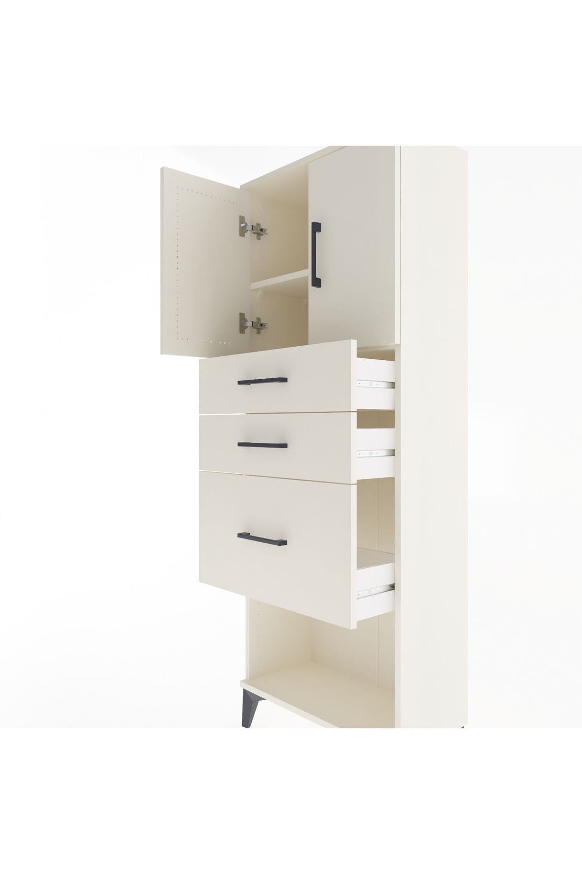 Arges Dolap 2 Raflı 3 Çekmeceli 2 Kapaklı 60x30x163 - S20M039V1A