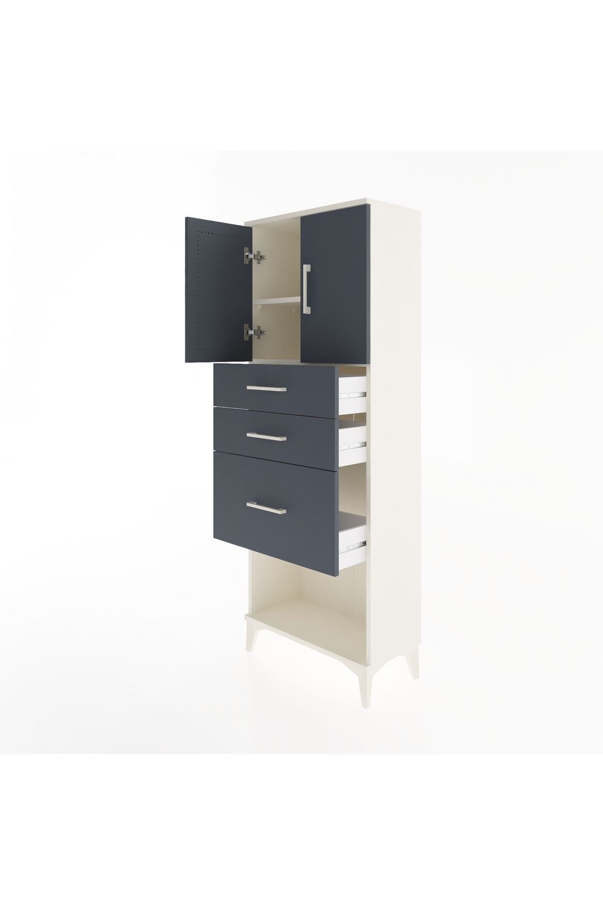 Arges Dolap 2 Raflı 3 Çekmeceli 2 Kapaklı 60x30x163 - S20M039V2A