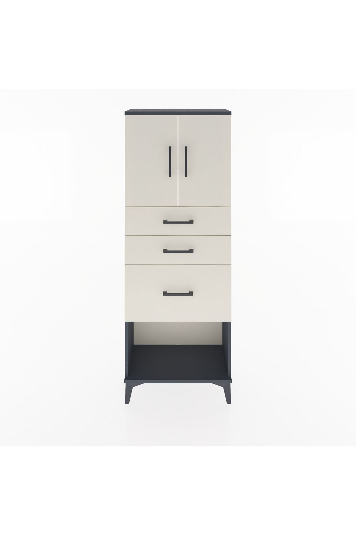 Arges Dolap 2 Raflı 3 Çekmeceli 2 Kapaklı 60x30x163 - S20M039V4A