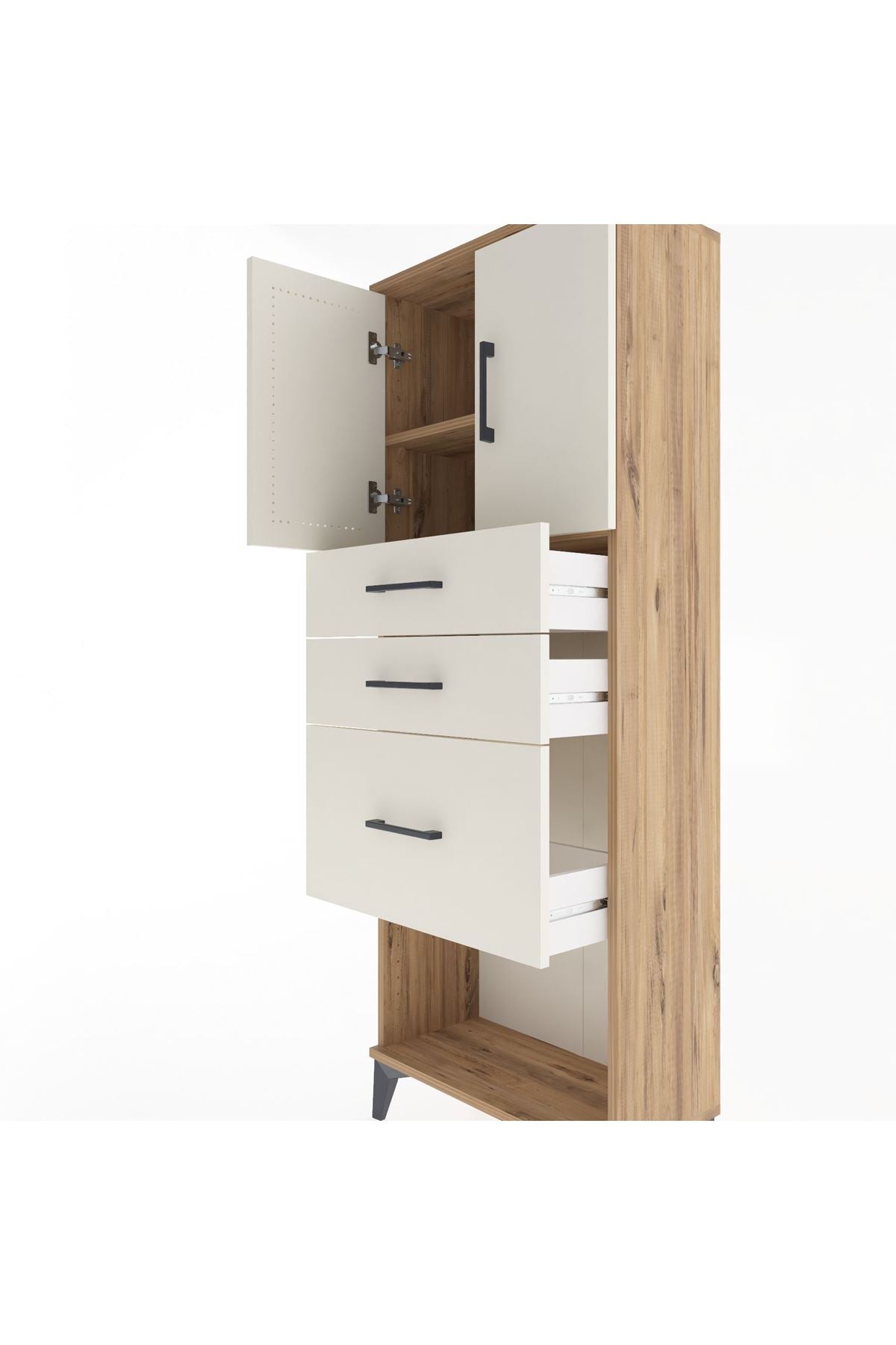 Arges Dolap 2 Raflı 3 Çekmeceli 2 Kapaklı 60x30x163 - S20M039V7A
