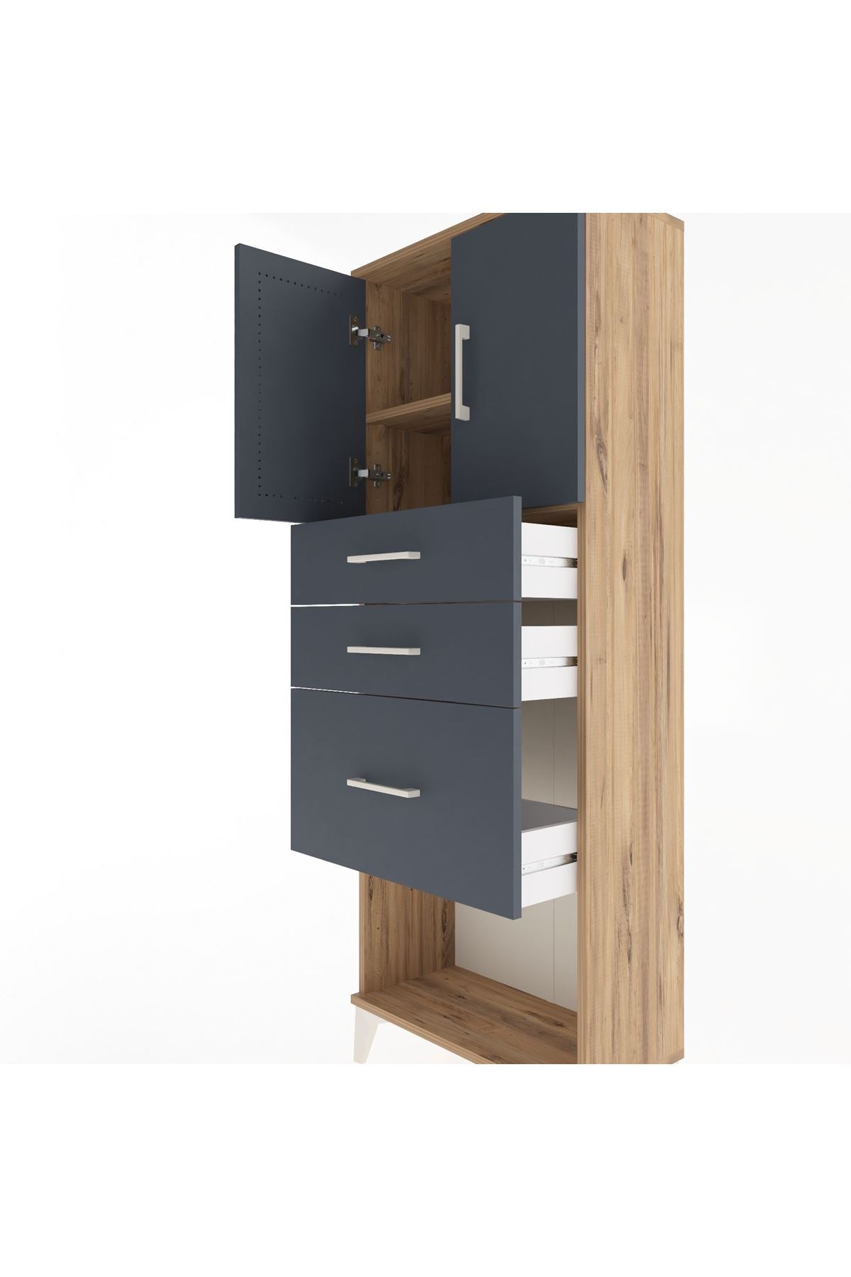 Arges Dolap 2 Raflı 3 Çekmeceli 2 Kapaklı 60x30x163 - S20M039V8A