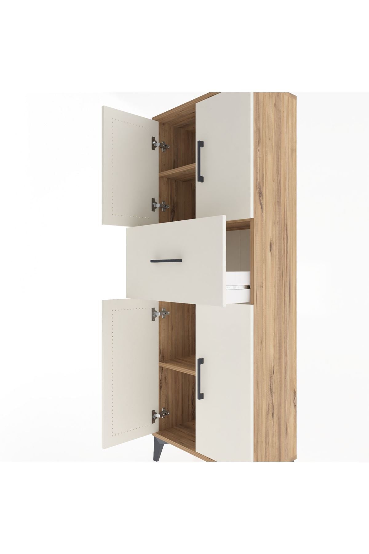Arges Dolap 2 Raflı Tek Çekmeceli 4 Kapaklı 60x30x163 - S20M041V7A