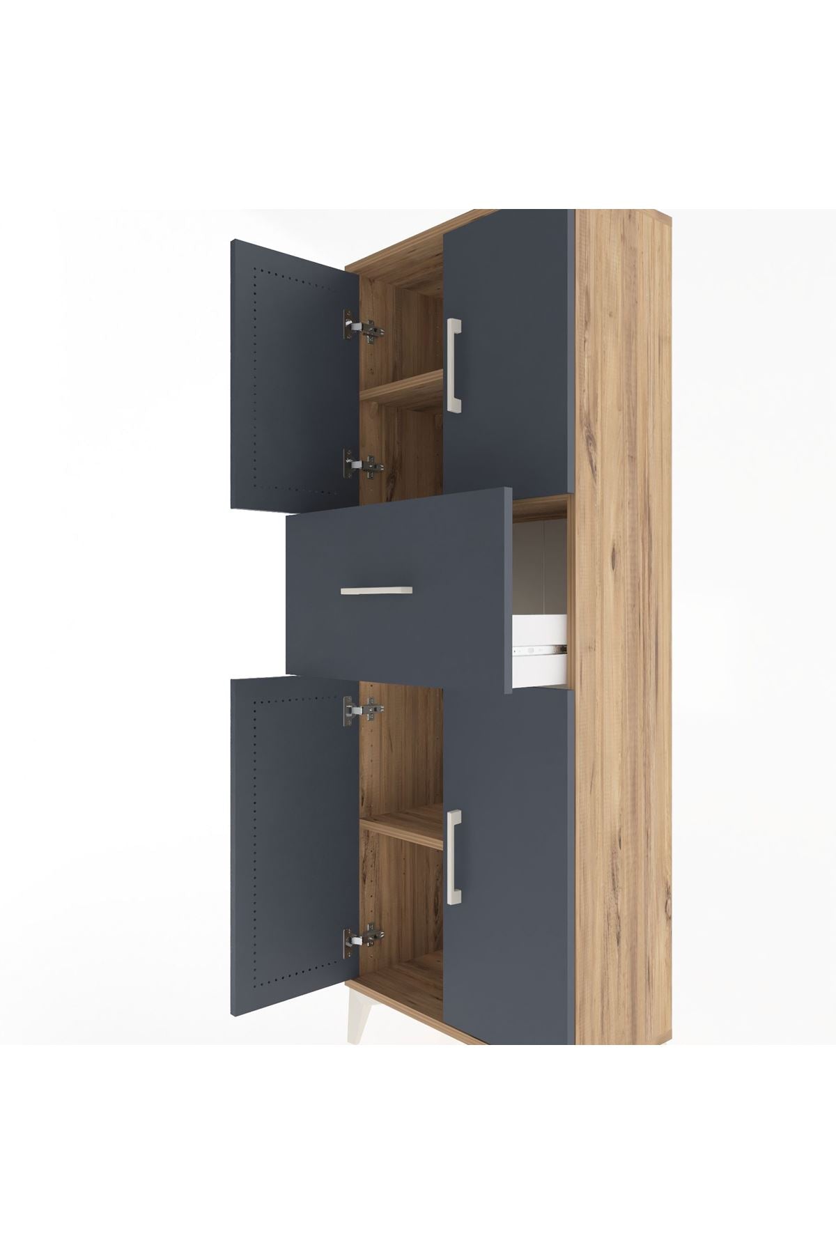 Arges Dolap 2 Raflı Tek Çekmeceli 4 Kapaklı 60x30x163 - S20M041V8A