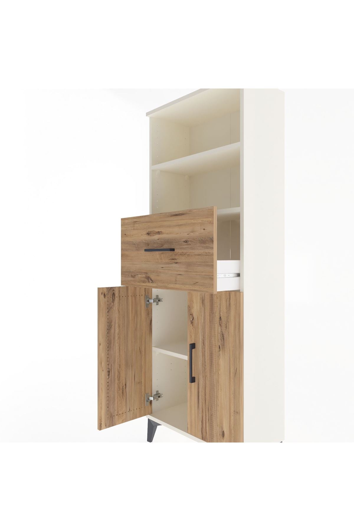 Arges Dolap 3 Raflı Tek Çekmeceli 2 Kapaklı 60x30x163 - S20M042V3A