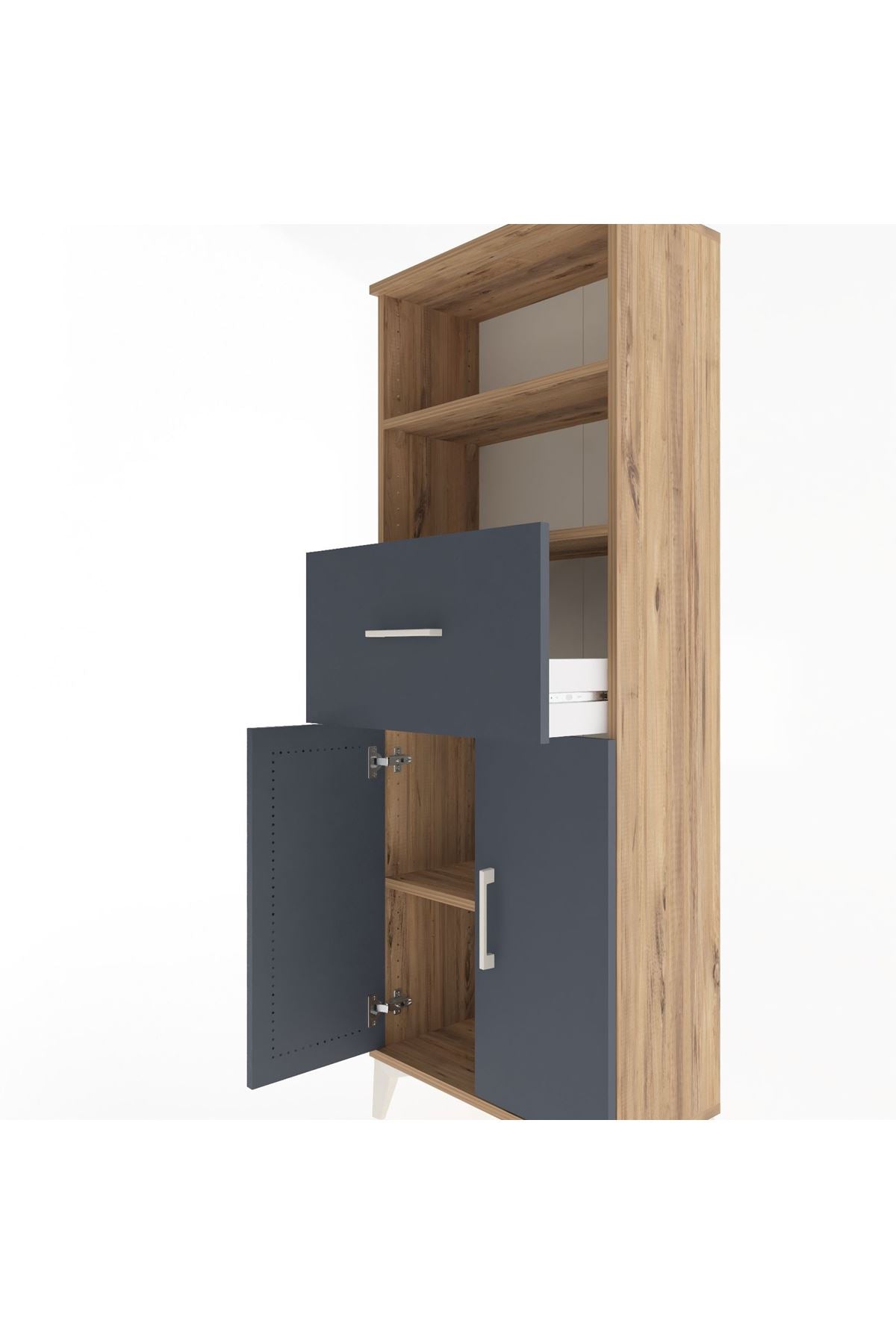 Arges Dolap 3 Raflı Tek Çekmeceli 2 Kapaklı 60x30x163 - S20M042V8A
