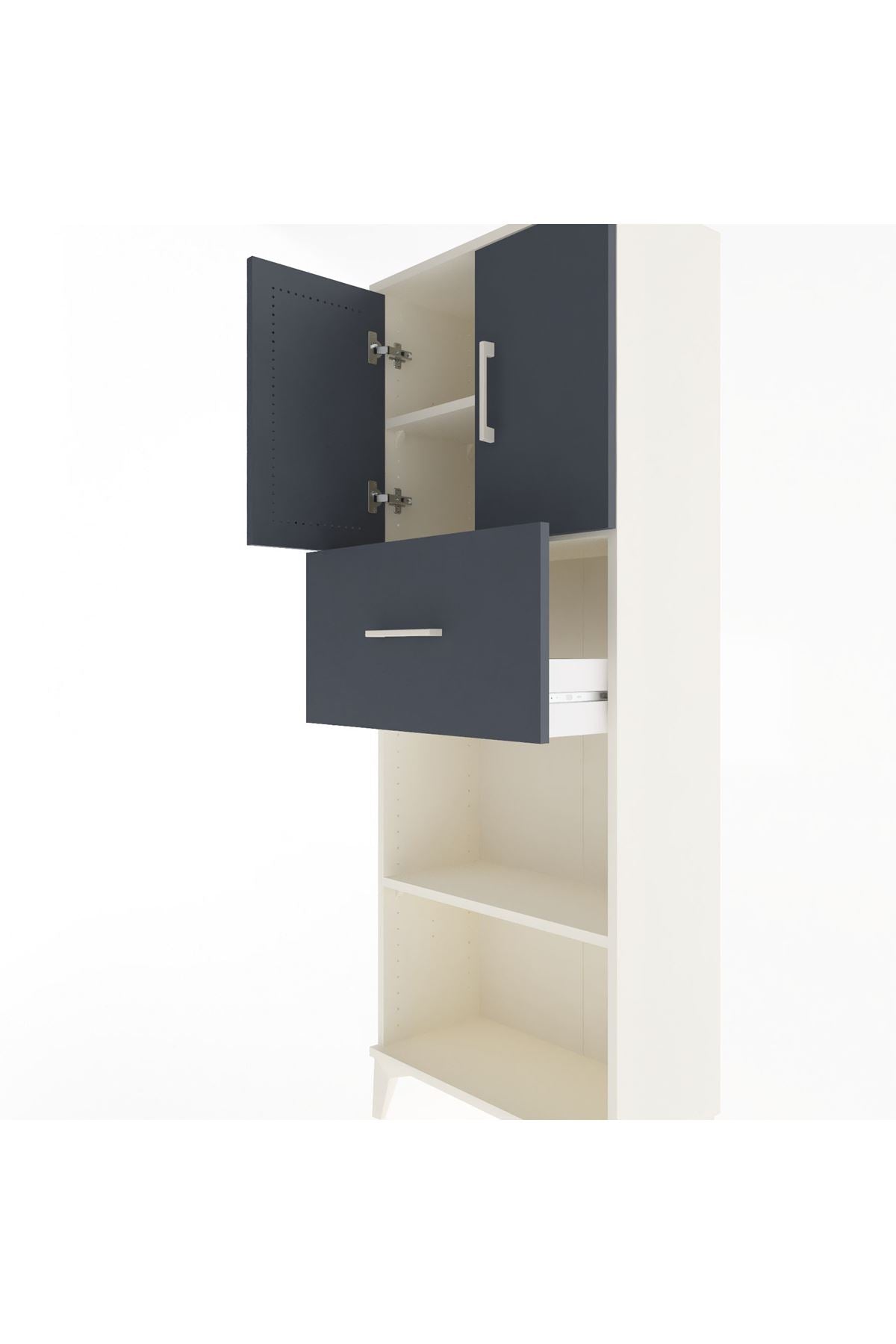 Arges Dolap 3 Raflı Tek Çekmeceli 2 Kapaklı 60x30x163 - S20M043V2A