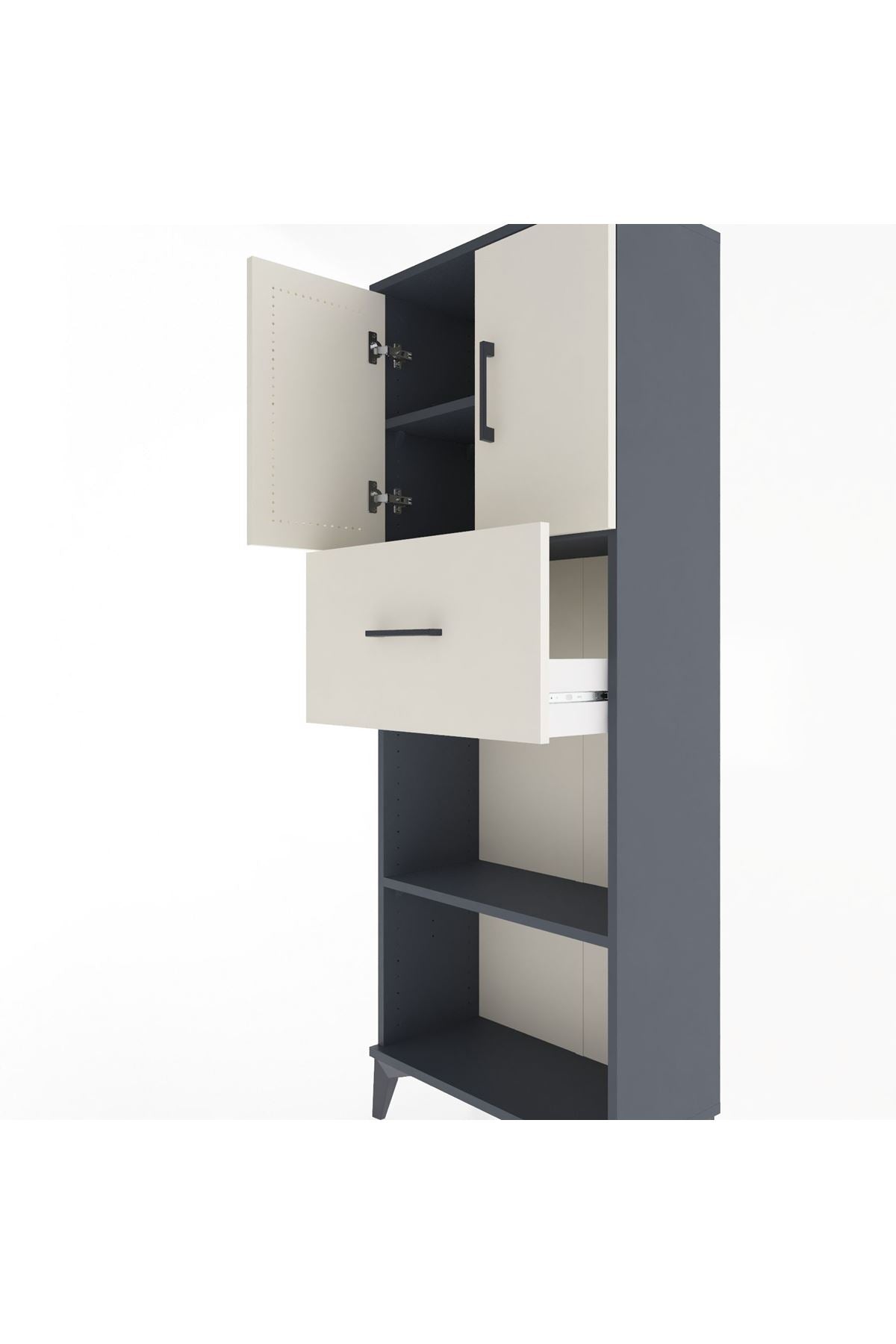 Arges Dolap 3 Raflı Tek Çekmeceli 2 Kapaklı 60x30x163 - S20M043V4A