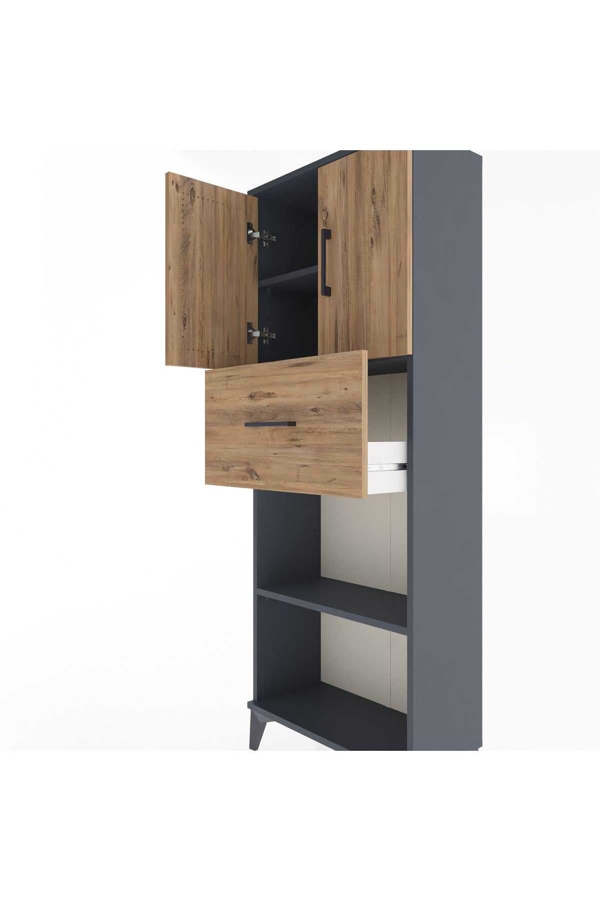 Arges Dolap 3 Raflı Tek Çekmeceli 2 Kapaklı 60x30x163 - S20M043V6A