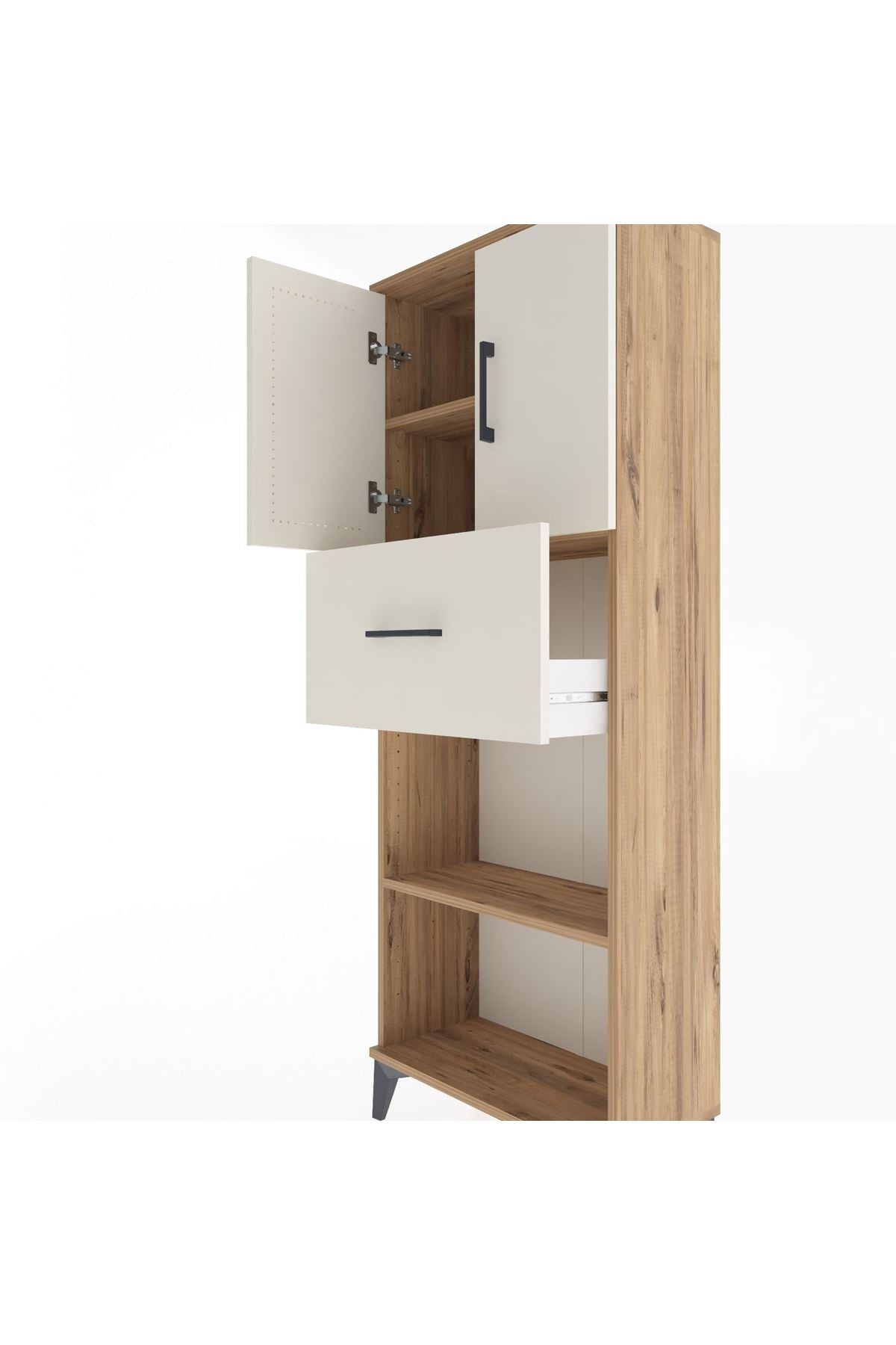 Arges Dolap 3 Raflı Tek Çekmeceli 2 Kapaklı 60x30x163 - S20M043V7A