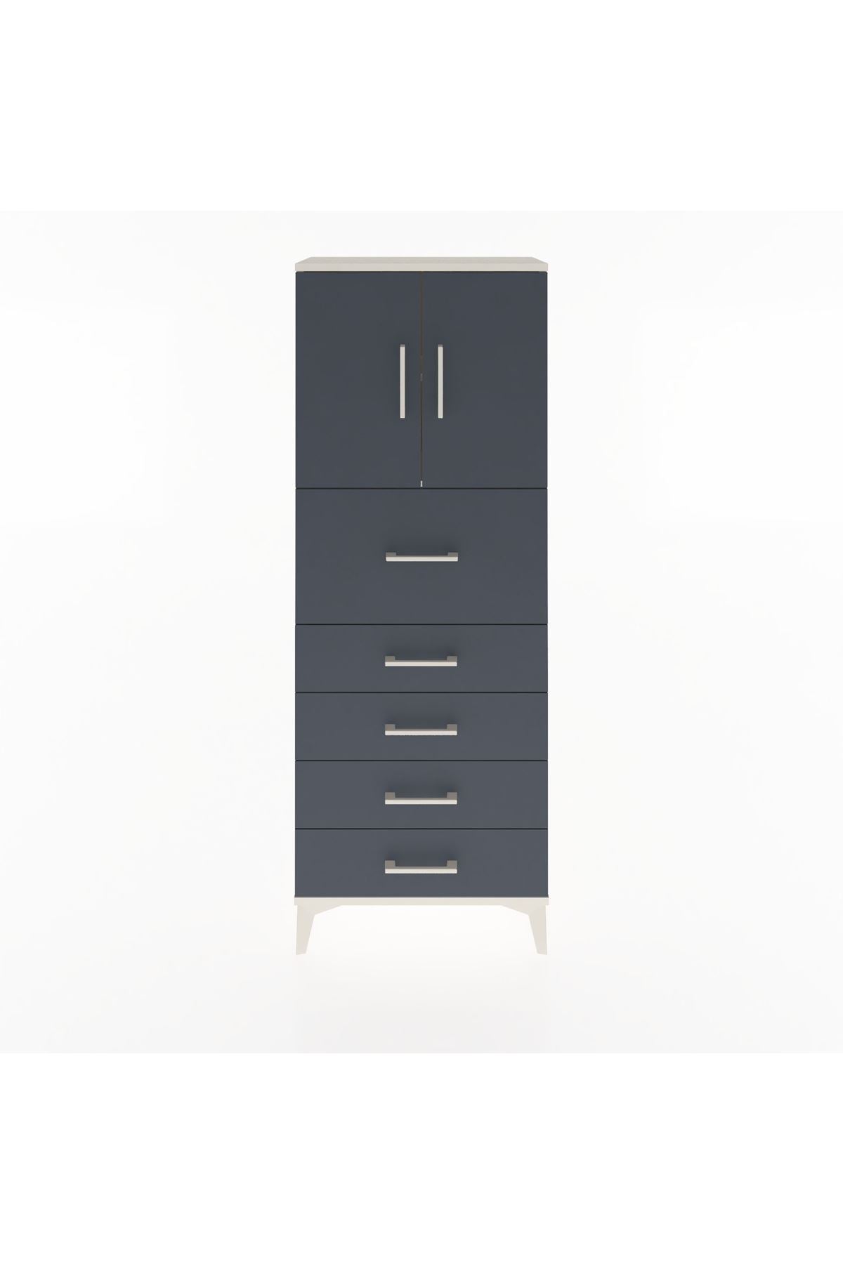 Arges Dolap 2 Raflı 5 Çekmeceli 2 Kapaklı 60x30x163 - S20M045V2A