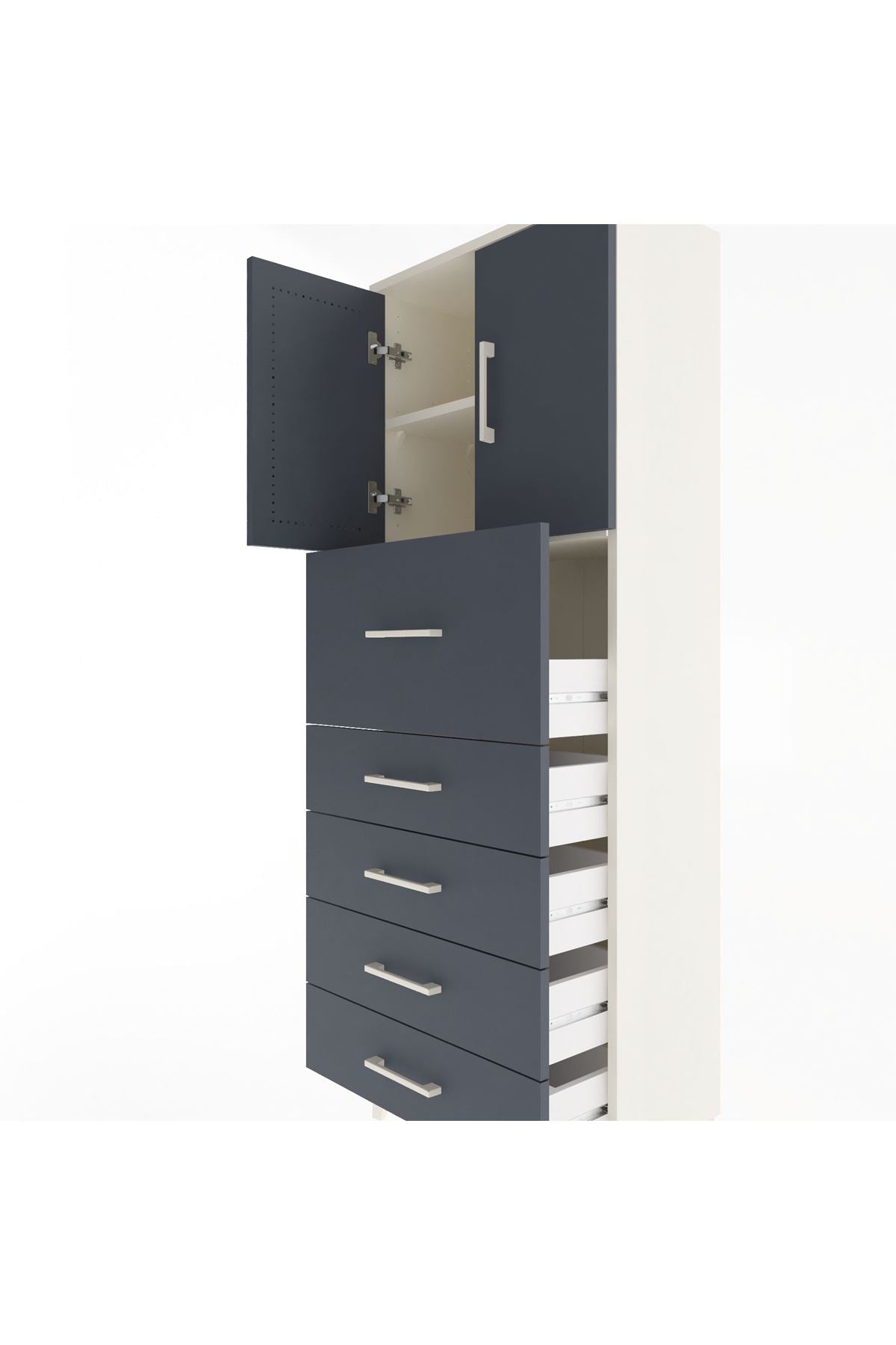 Arges Dolap 2 Raflı 5 Çekmeceli 2 Kapaklı 60x30x163 - S20M045V2A