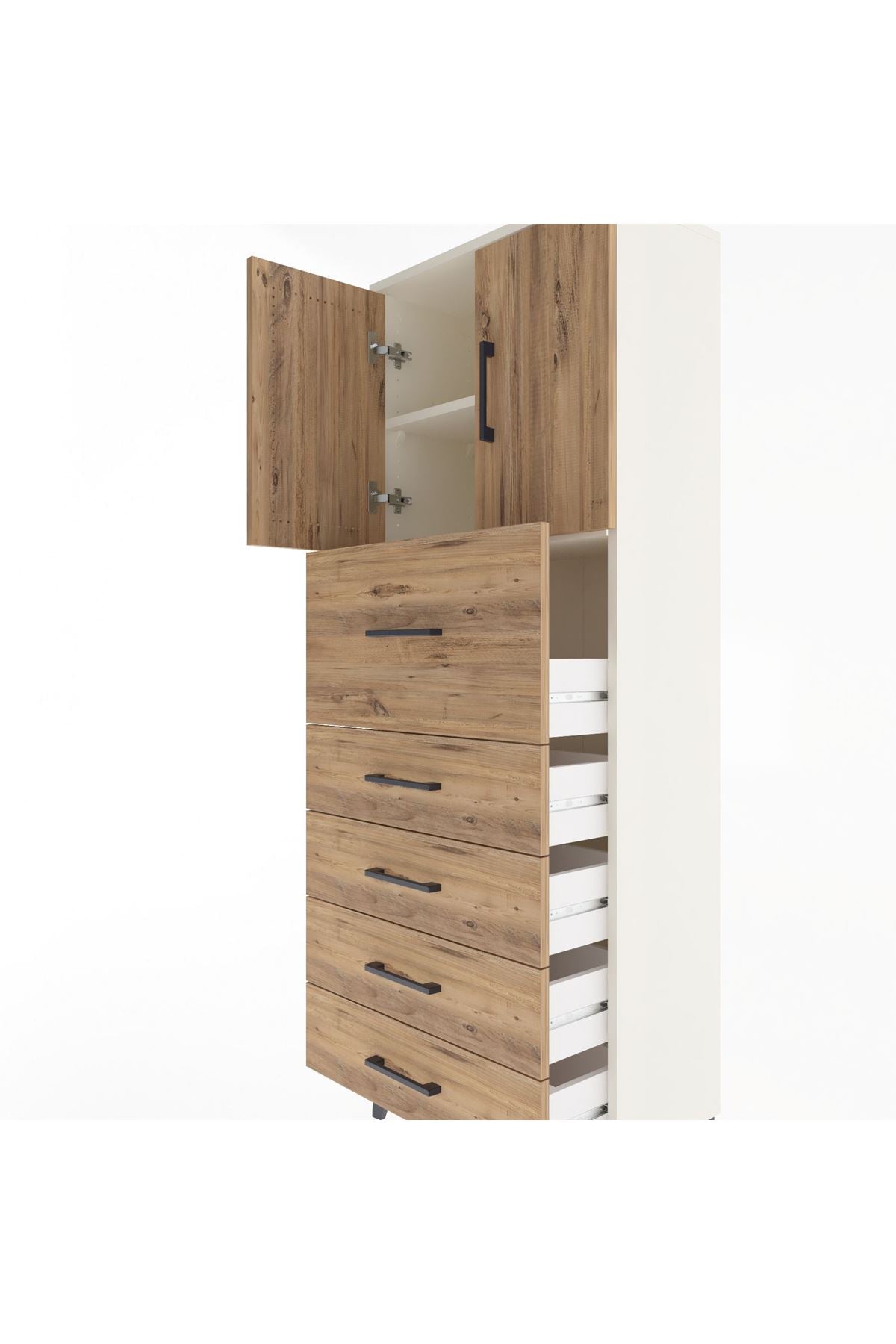 Arges Dolap 2 Raflı 5 Çekmeceli 2 Kapaklı 60x30x163 - S20M045V3A