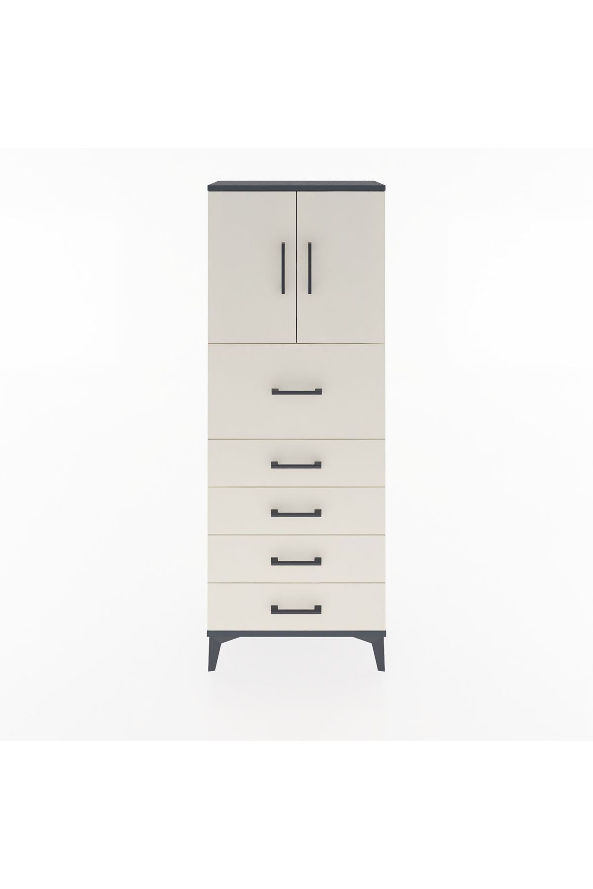 Arges Dolap 2 Raflı 5 Çekmeceli 2 Kapaklı 60x30x163 - S20M045V4A