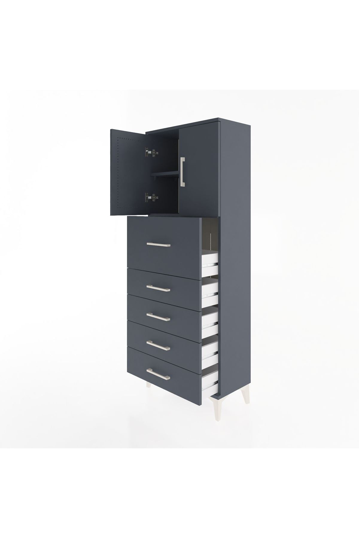 Arges Dolap 2 Raflı 5 Çekmeceli 2 Kapaklı 60x30x163 - S20M045V5A