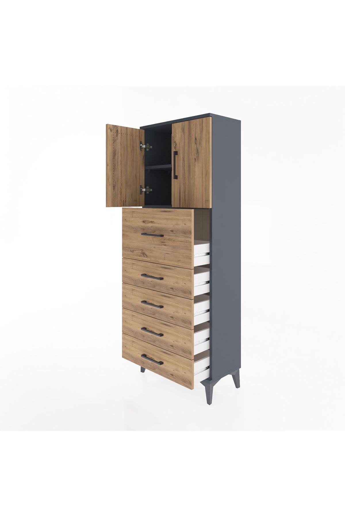 Arges Dolap 2 Raflı 5 Çekmeceli 2 Kapaklı 60x30x163 - S20M045V6A
