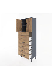 Arges Dolap 2 Raflı 5 Çekmeceli 2 Kapaklı 60x30x163 - S20M045V6A