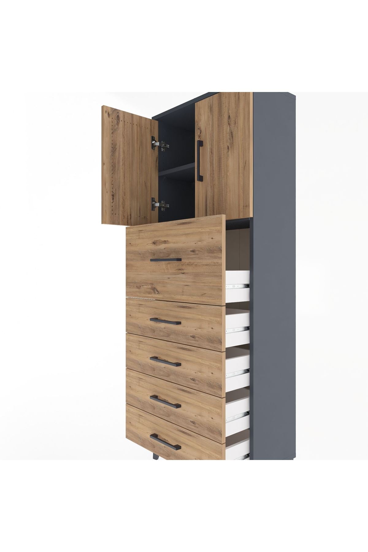 Arges Dolap 2 Raflı 5 Çekmeceli 2 Kapaklı 60x30x163 - S20M045V6A