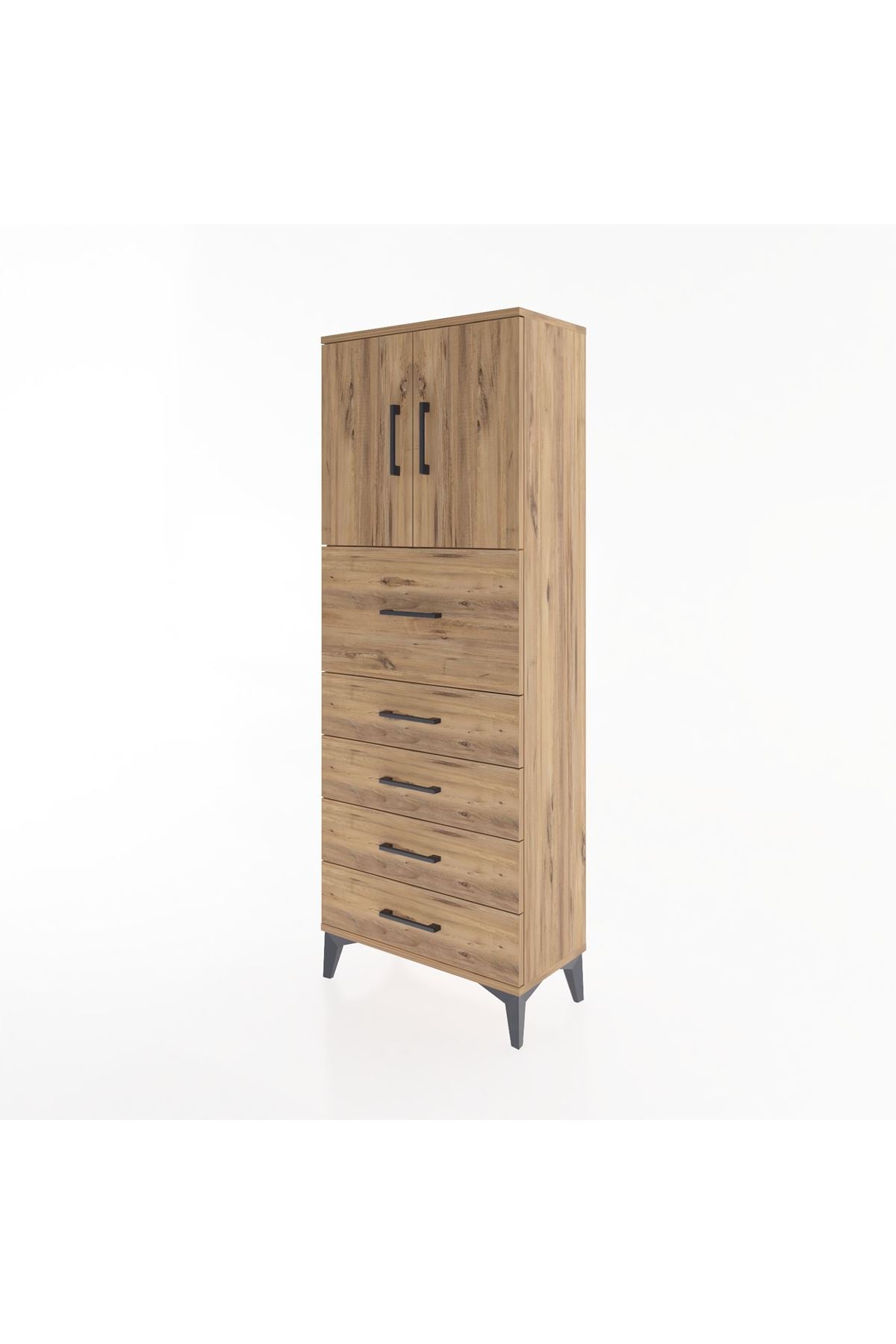 Arges Dolap 2 Raflı 5 Çekmeceli 2 Kapaklı 60x30x163 - S20M045V9A
