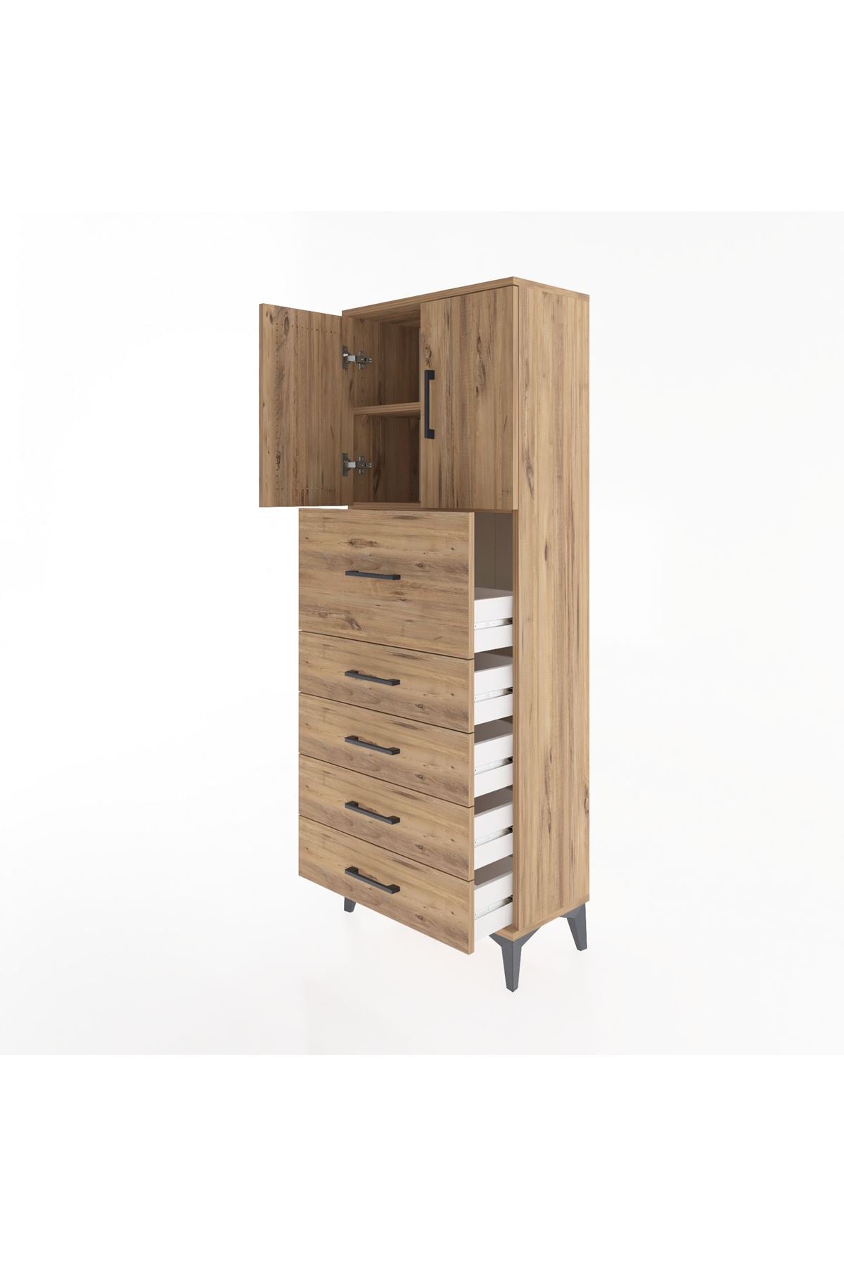 Arges Dolap 2 Raflı 5 Çekmeceli 2 Kapaklı 60x30x163 - S20M045V9A