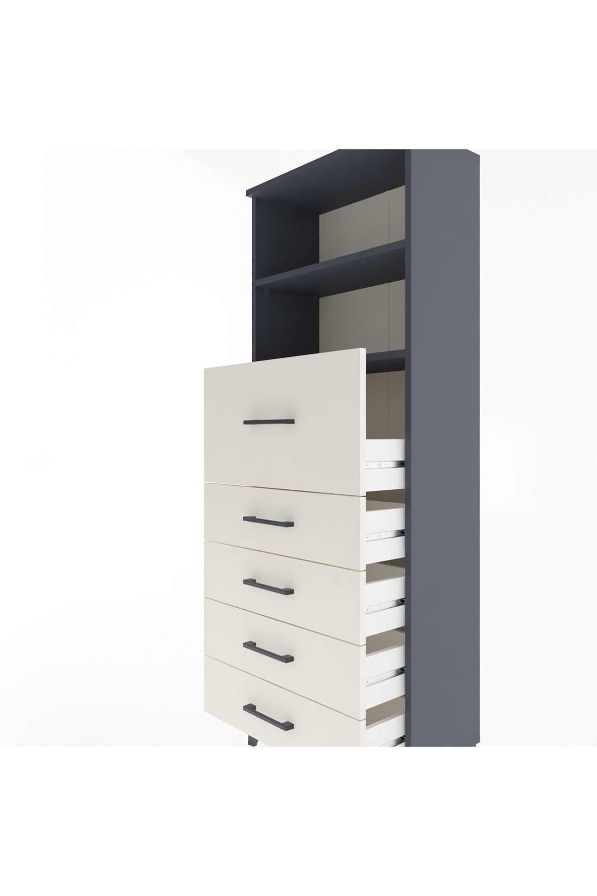 Arges Dolap 2 Raflı 5 Çekmeceli 60x30x163 - S20M046V4A