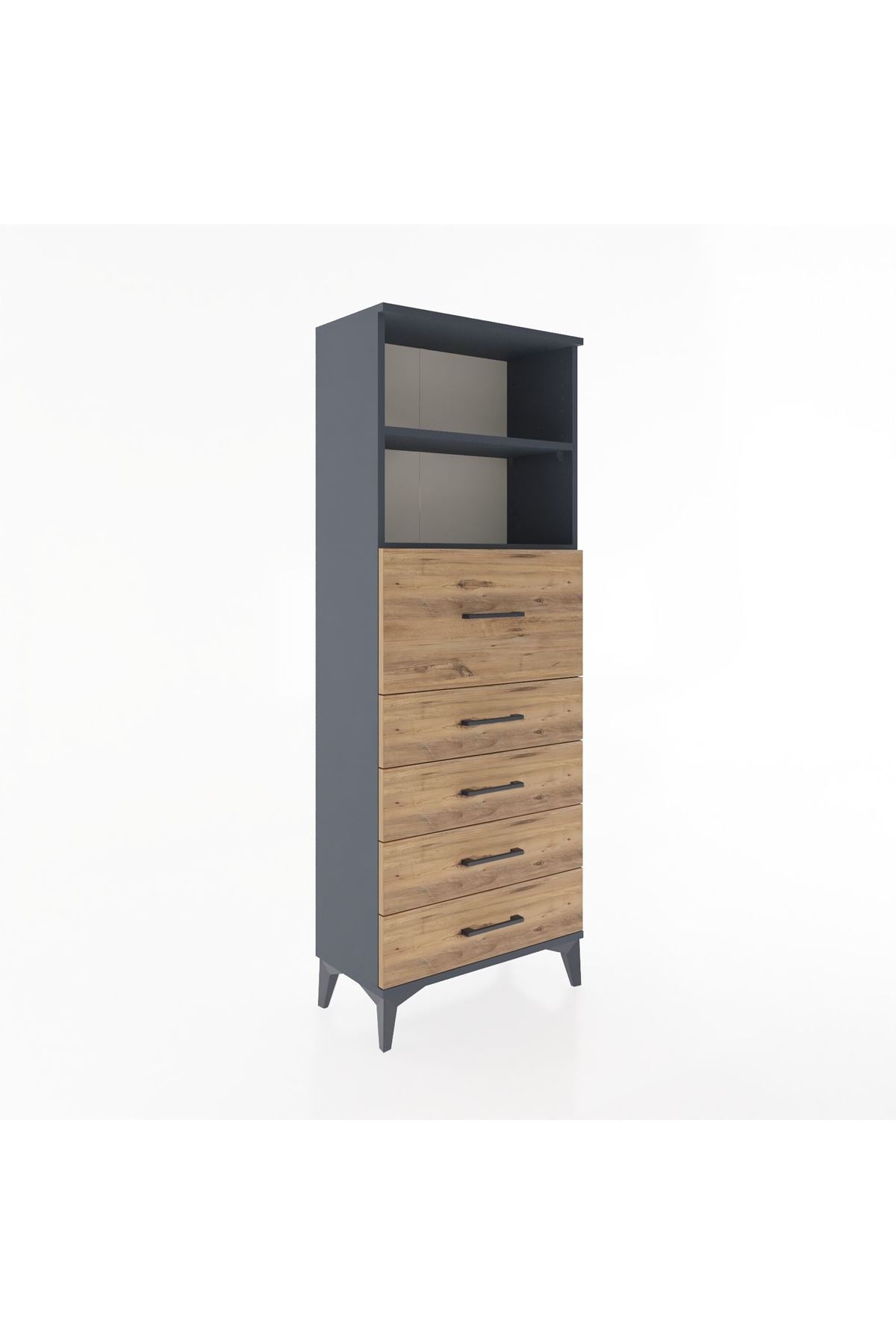 Arges Dolap 2 Raflı 5 Çekmeceli 60x30x163 - S20M046V6A