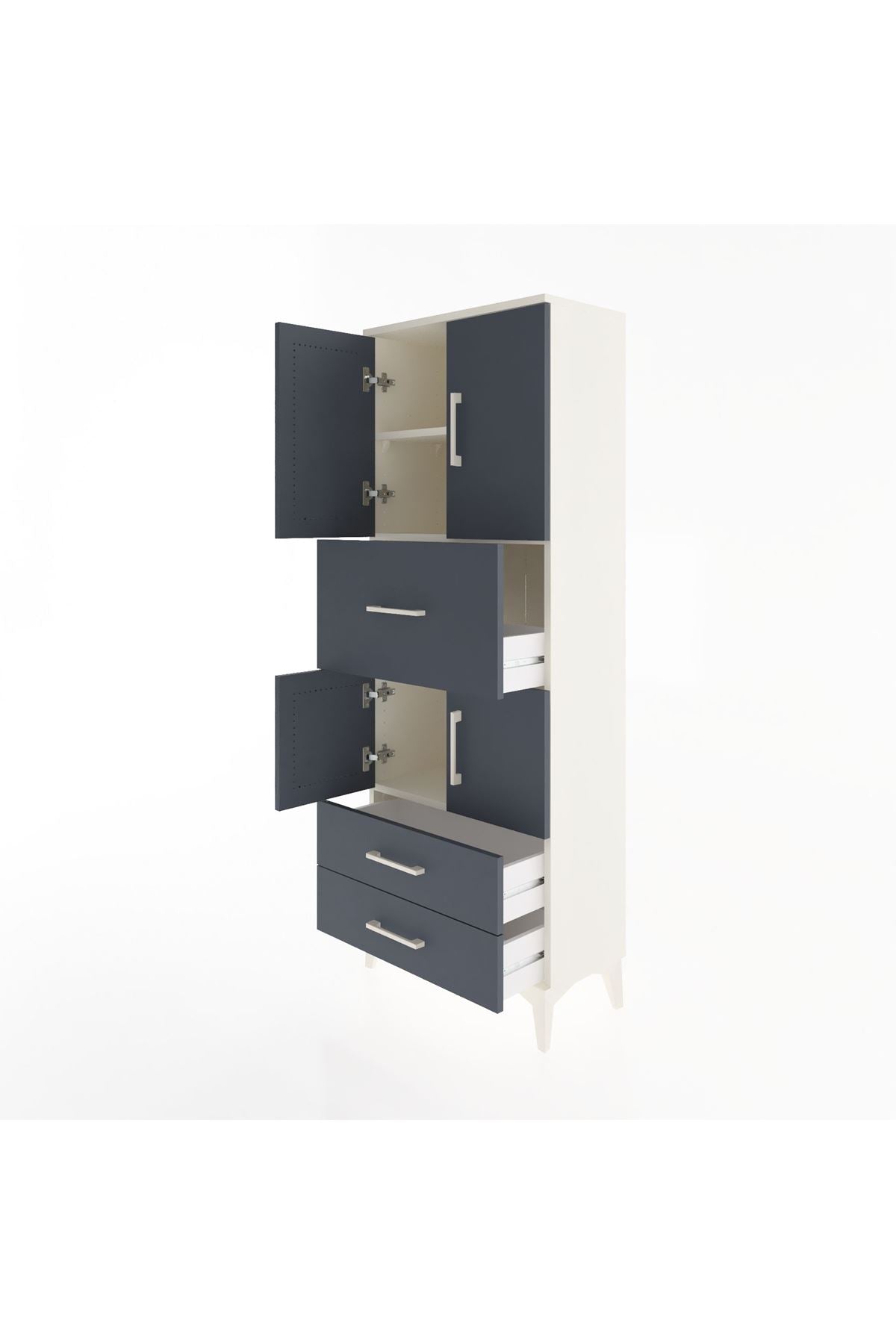 Arges Dolap 3 Raflı 3 Çekmeceli 4 Kapaklı 60x30x163 - S20M047V2A