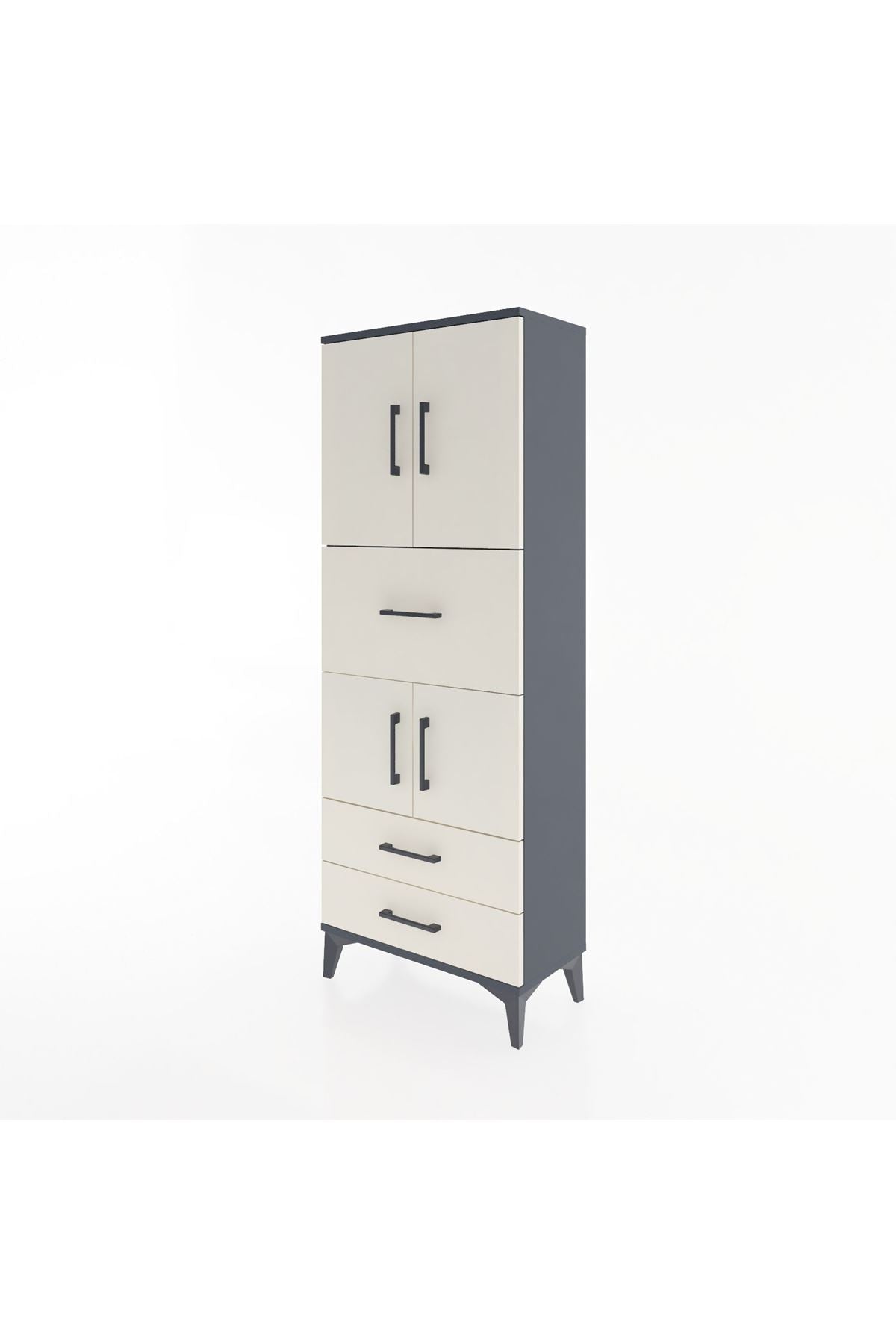 Arges Dolap 3 Raflı 3 Çekmeceli 4 Kapaklı 60x30x163 - S20M047V4A