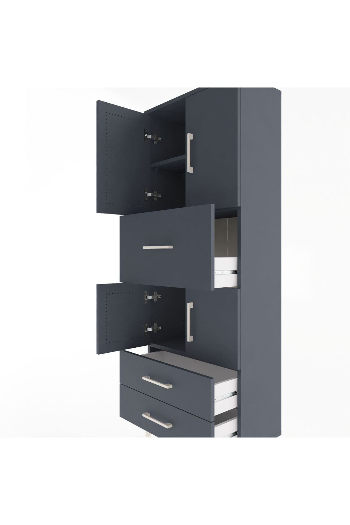 Arges Dolap 3 Raflı 3 Çekmeceli 4 Kapaklı 60x30x163 - S20M047V5A