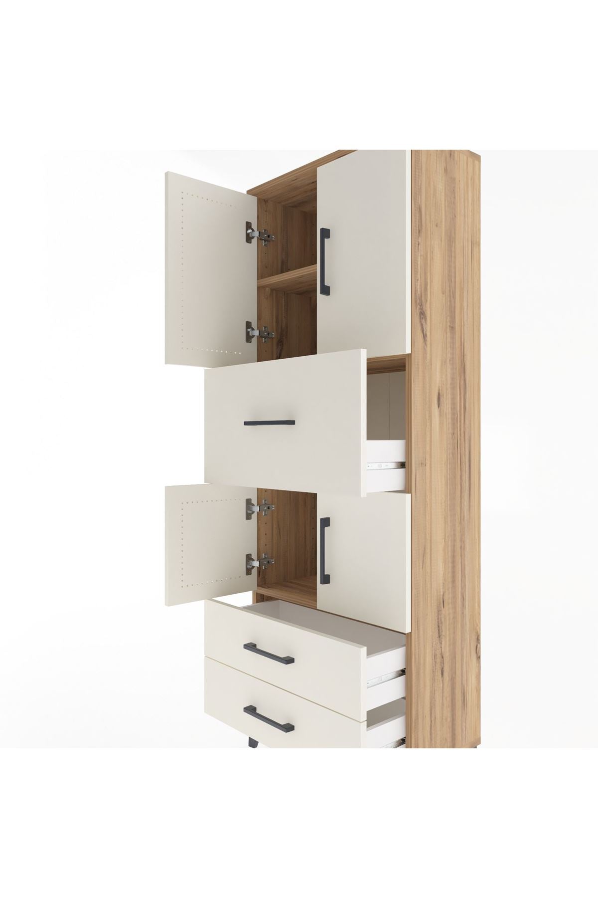 Arges Dolap 3 Raflı 3 Çekmeceli 4 Kapaklı 60x30x163 - S20M047V7A