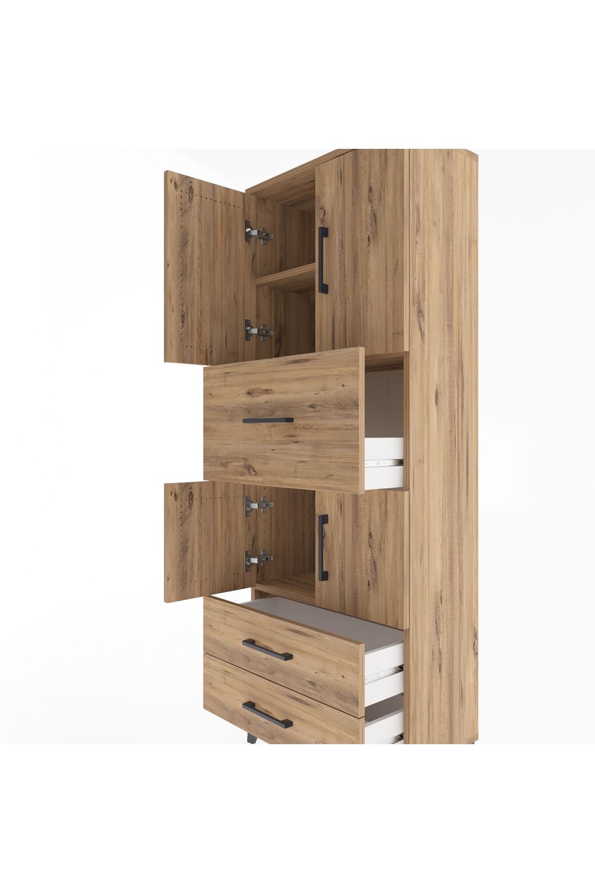 Arges Dolap 3 Raflı 3 Çekmeceli 4 Kapaklı 60x30x163 - S20M047V9A