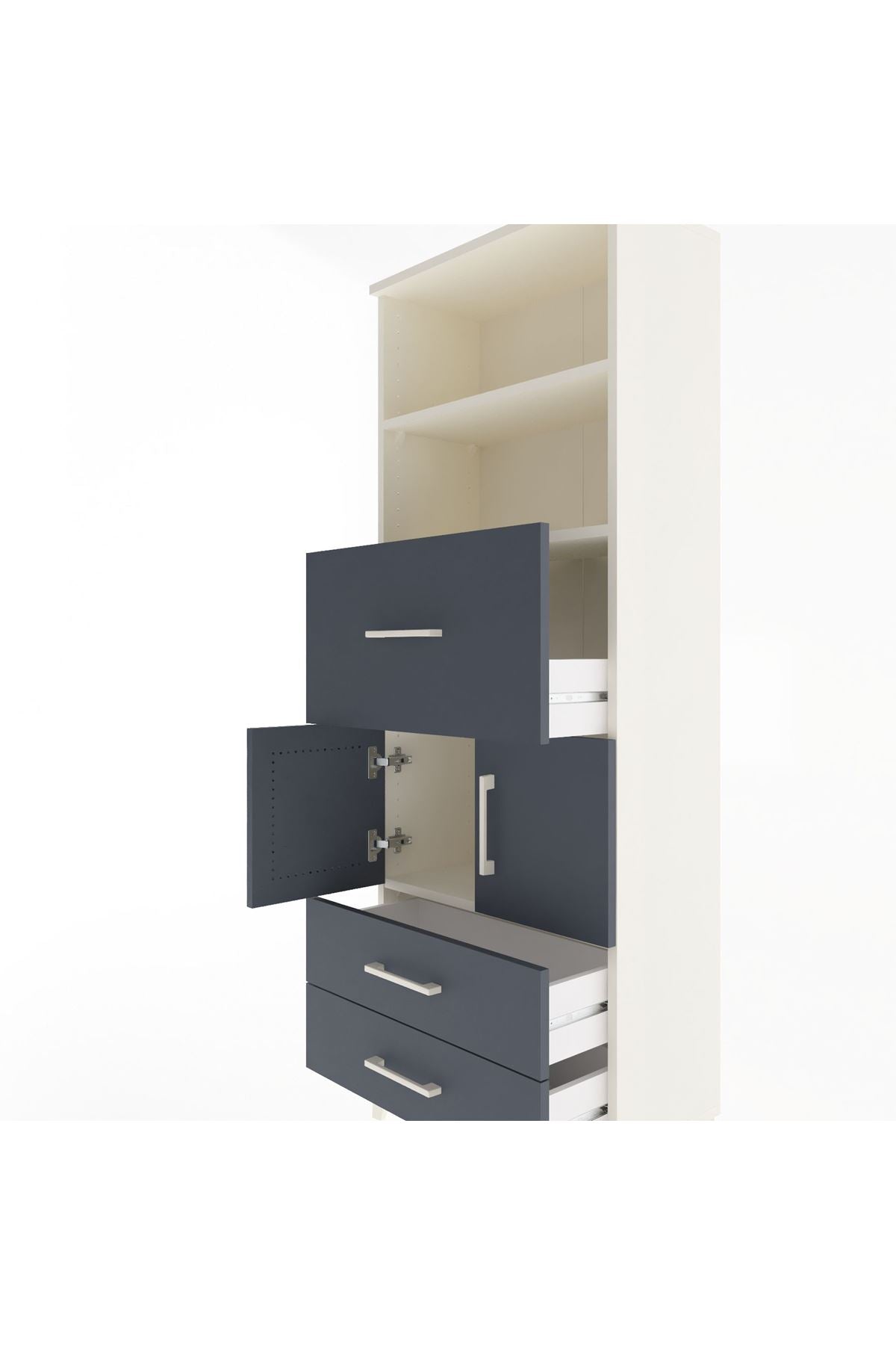Arges Dolap 3 Raflı 3 Çekmeceli 2 Kapaklı 60x30x163 - S20M048V2A